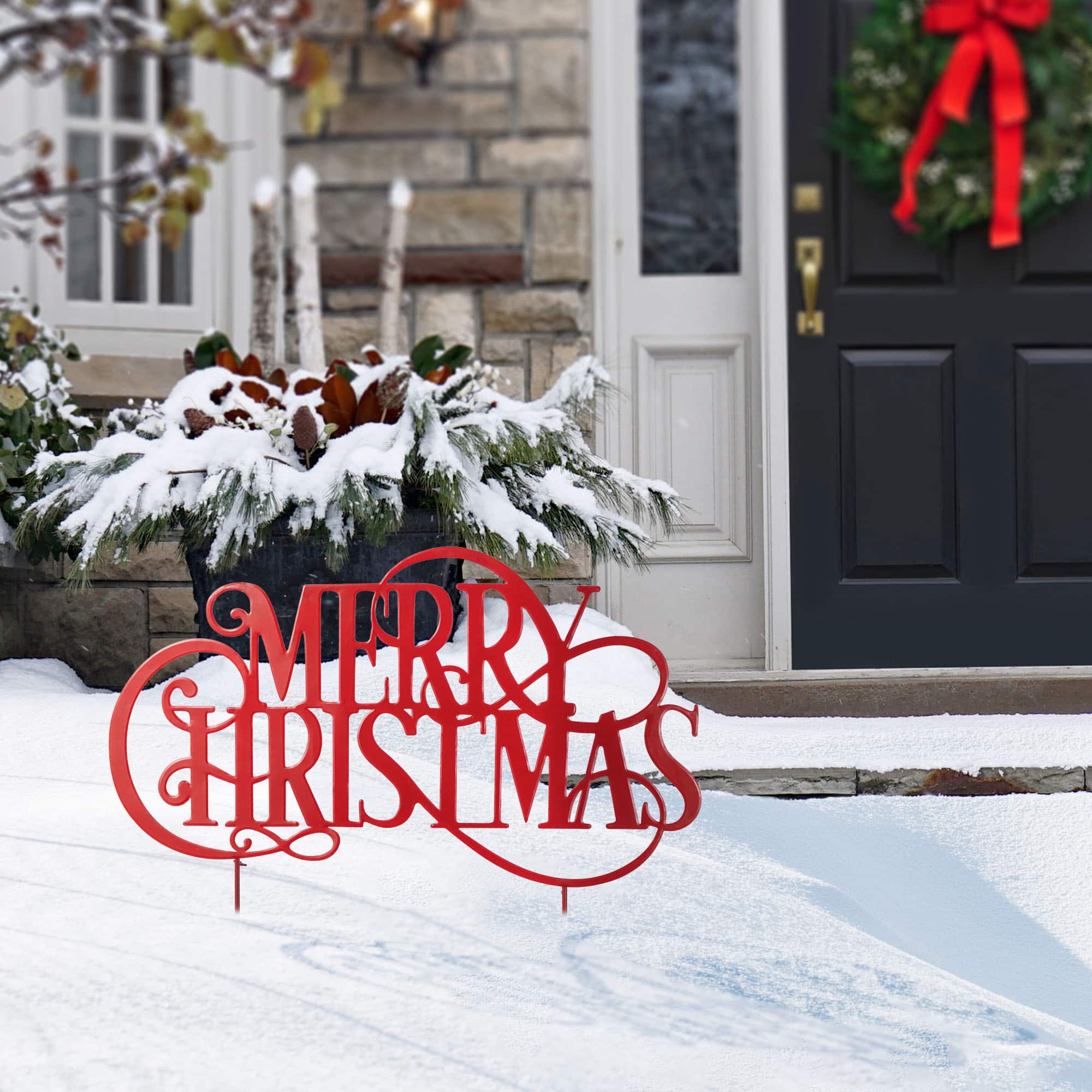 Glitzhome® 36" Oversized Metal Christmas "MERRY CHRISTMAS" Yard Stake