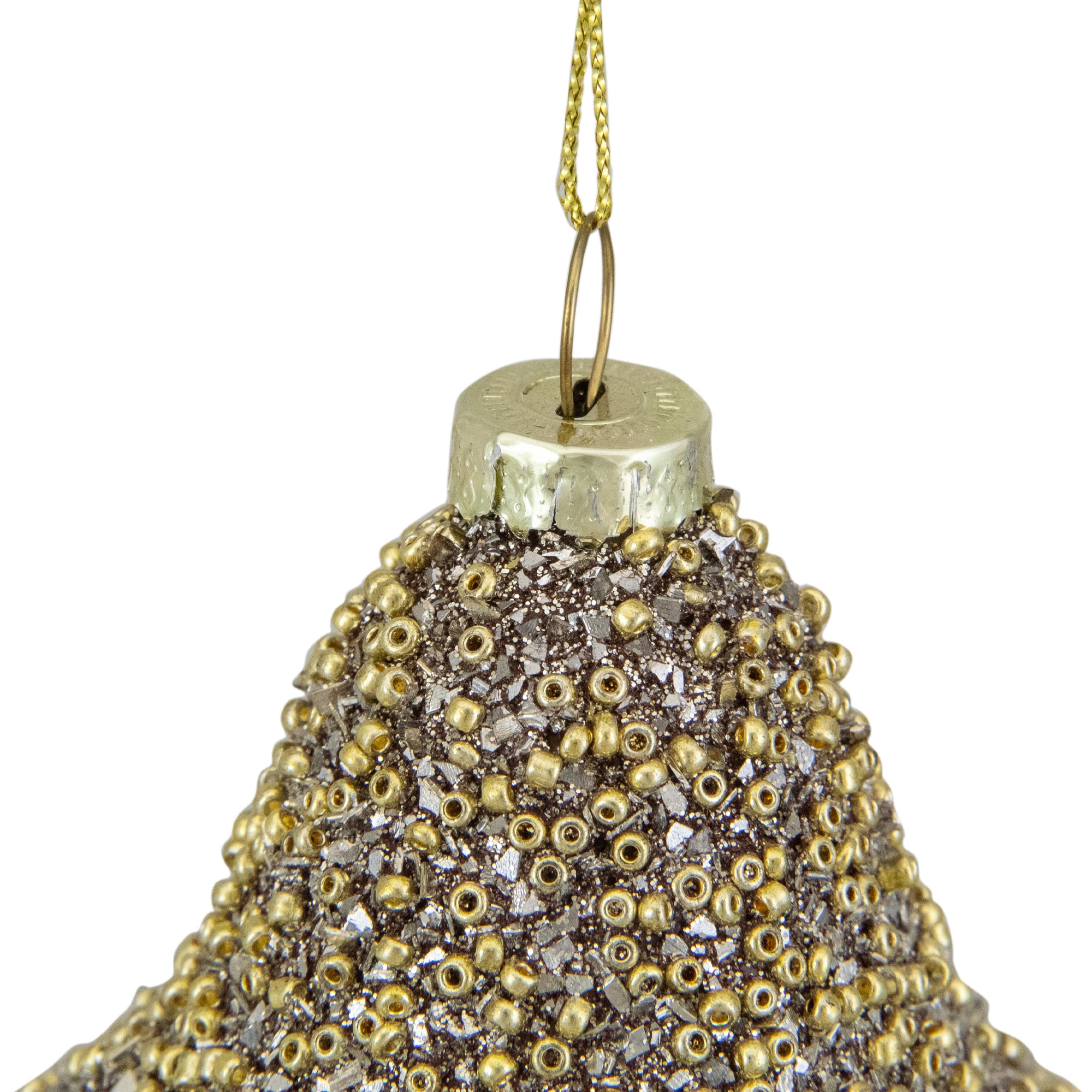 Mushroom Glass Christmas Ornament - 4.75" - Champagne Gold  Finish