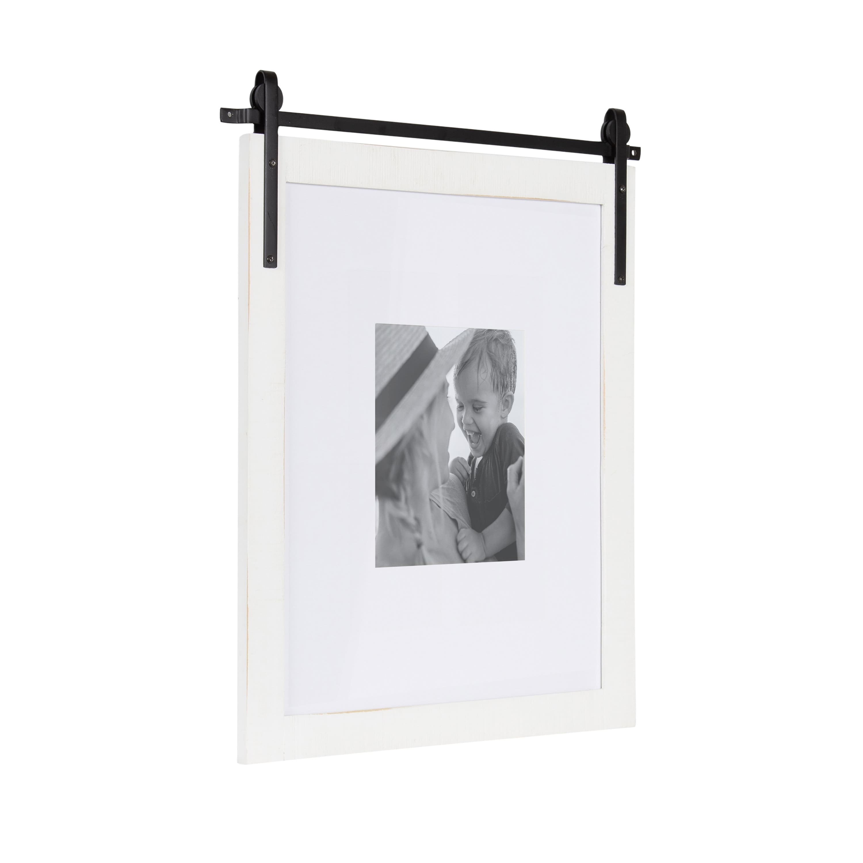 Kate and Laurel 16" x 20" White Cates Wood Picture Frame with 8" x 10" Mat