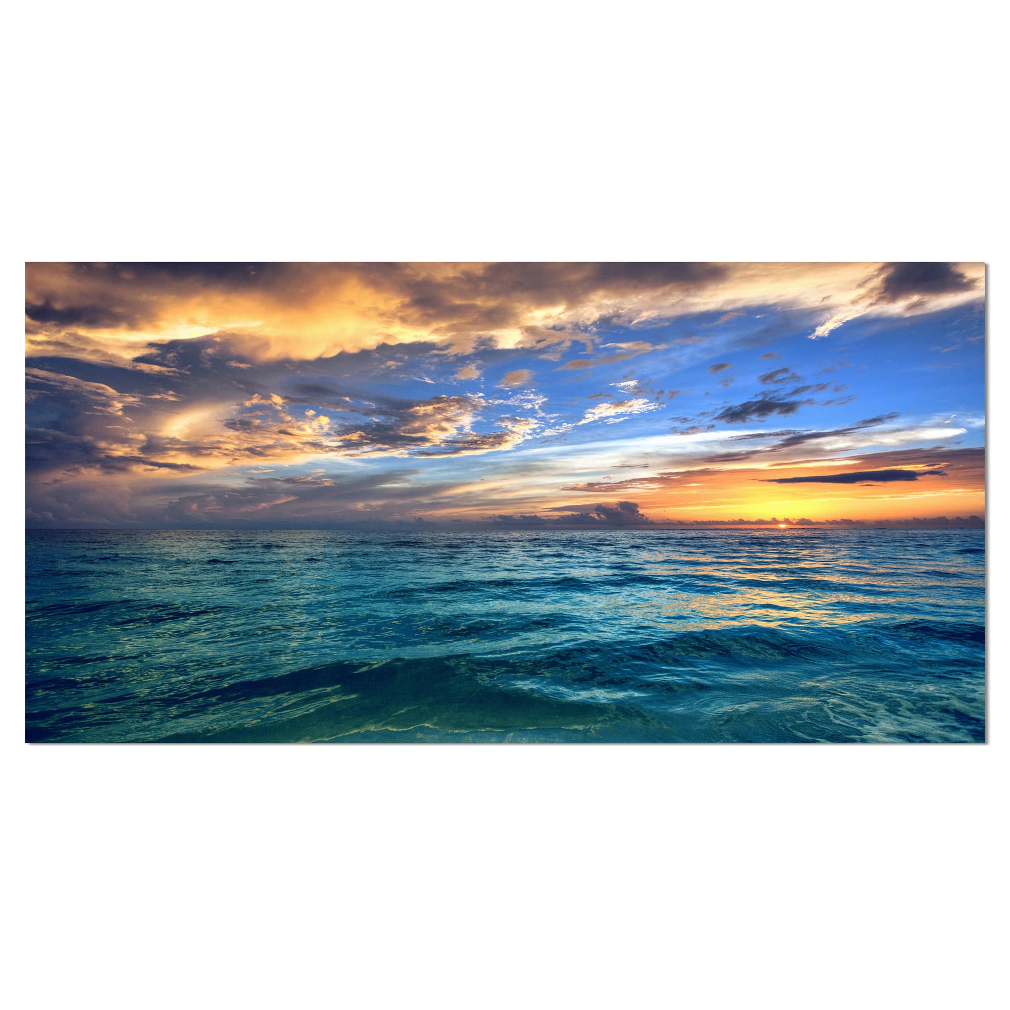 Designart - Exotic Tropical Beach at Sunset - Modern Seashore Canvas Art