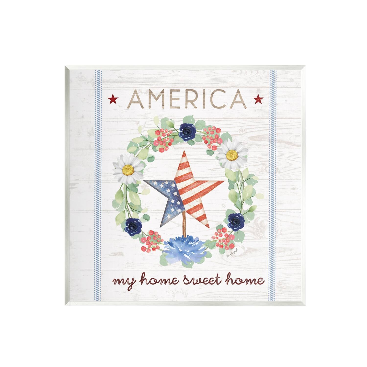 Stupell Industries America My Sweet Home Daisy Wreath Wall Plaque Art