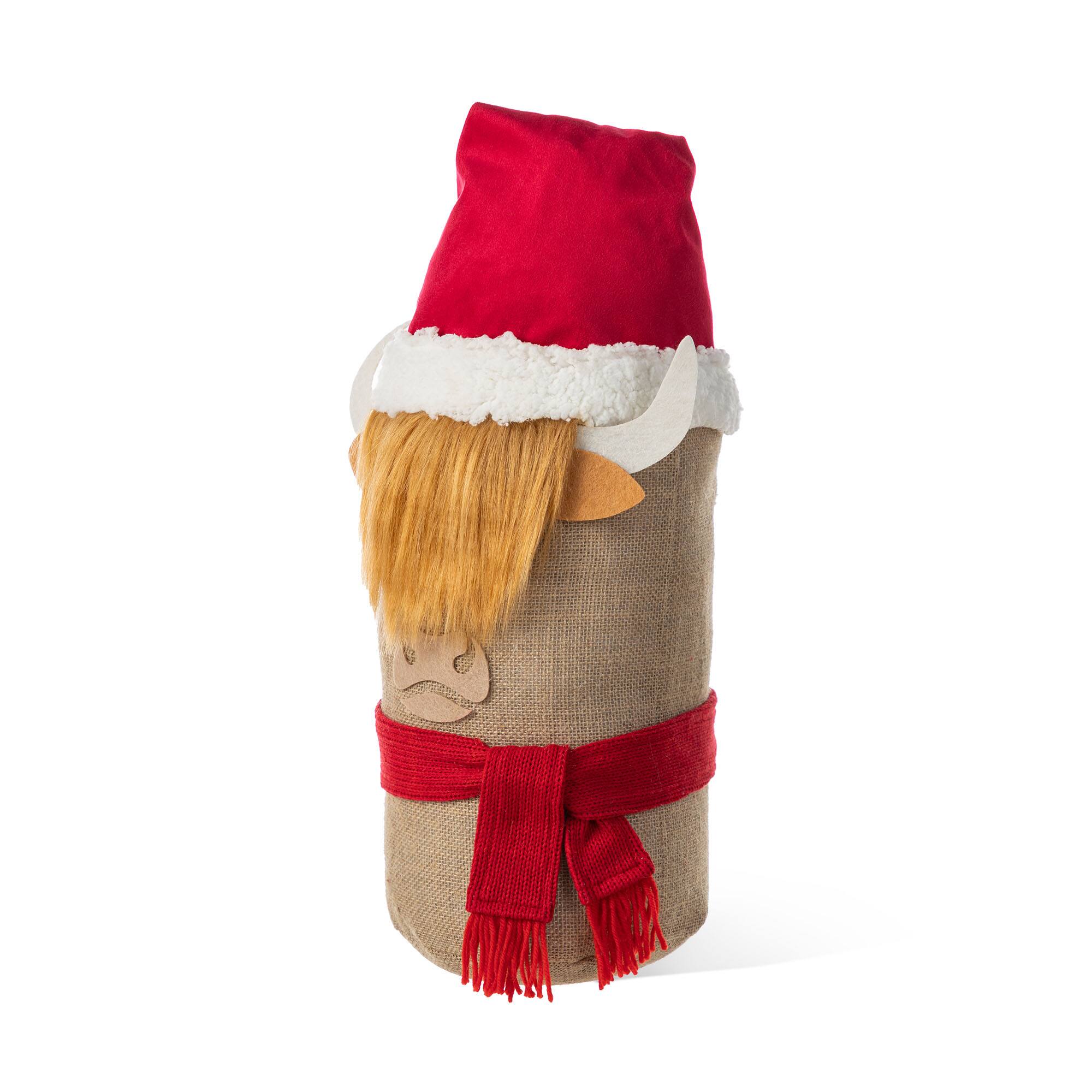 Glitzhome® 20" Christmas Linen Highland Cow Doorstop Porch Decor