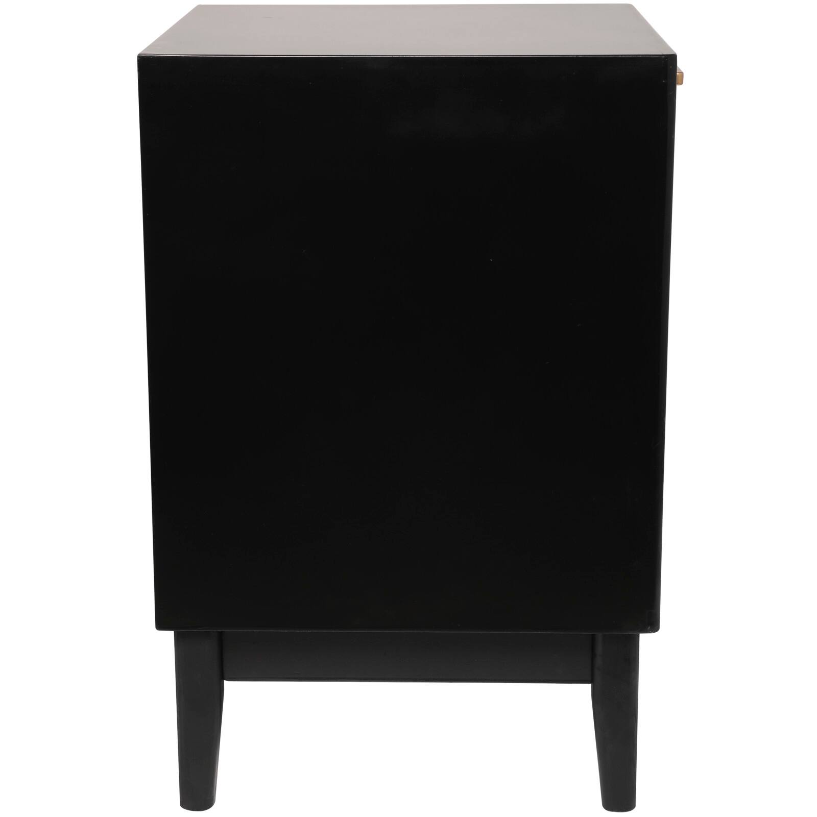Wood Accent Table with Cane Front Drawer & Gold Handle