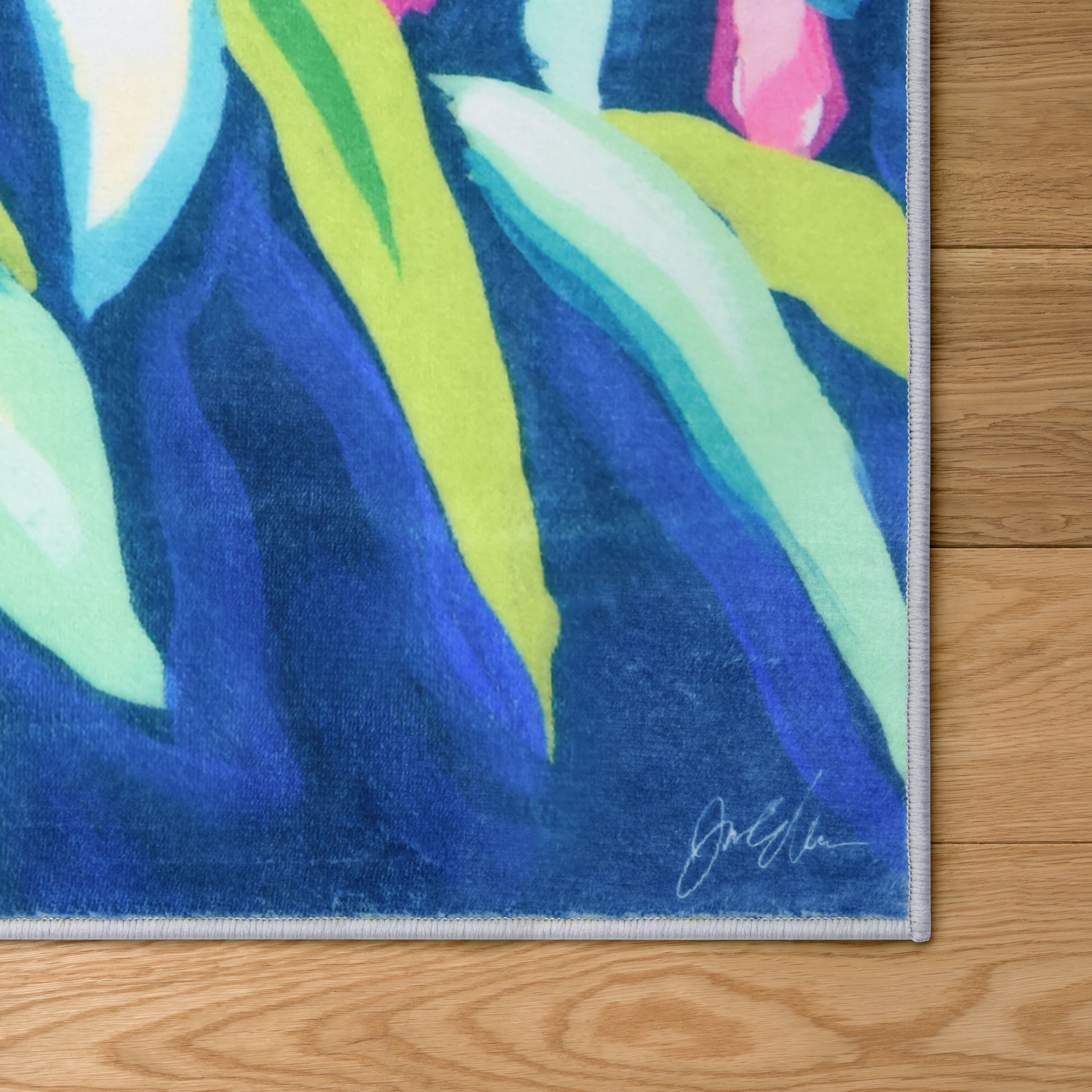 Empire Art Direct 5ft. x 8ft. Blue Tropics I Tapis D'Art Flowers Area Rug