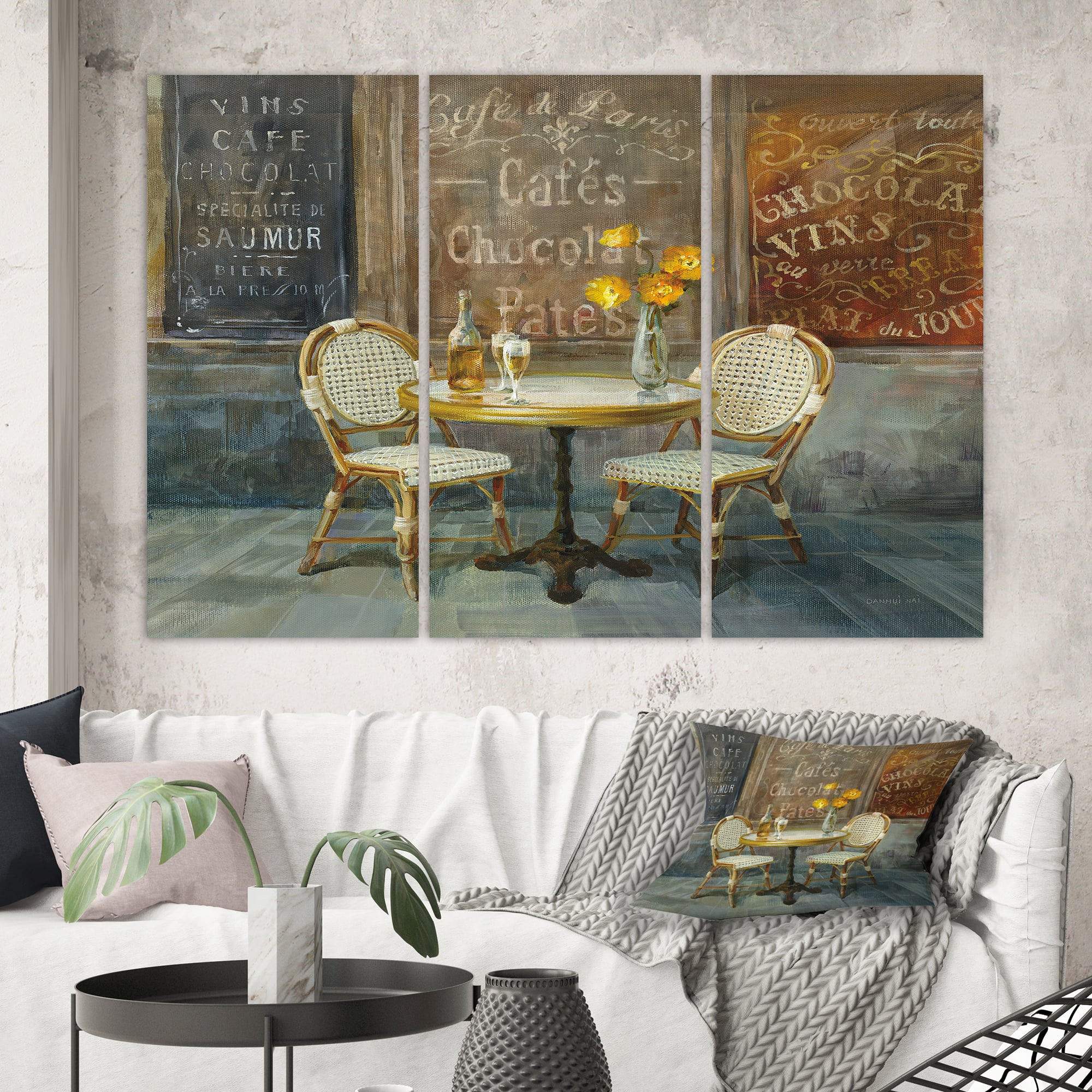 Designart - French Cafe - Traditional Canvas Artwork