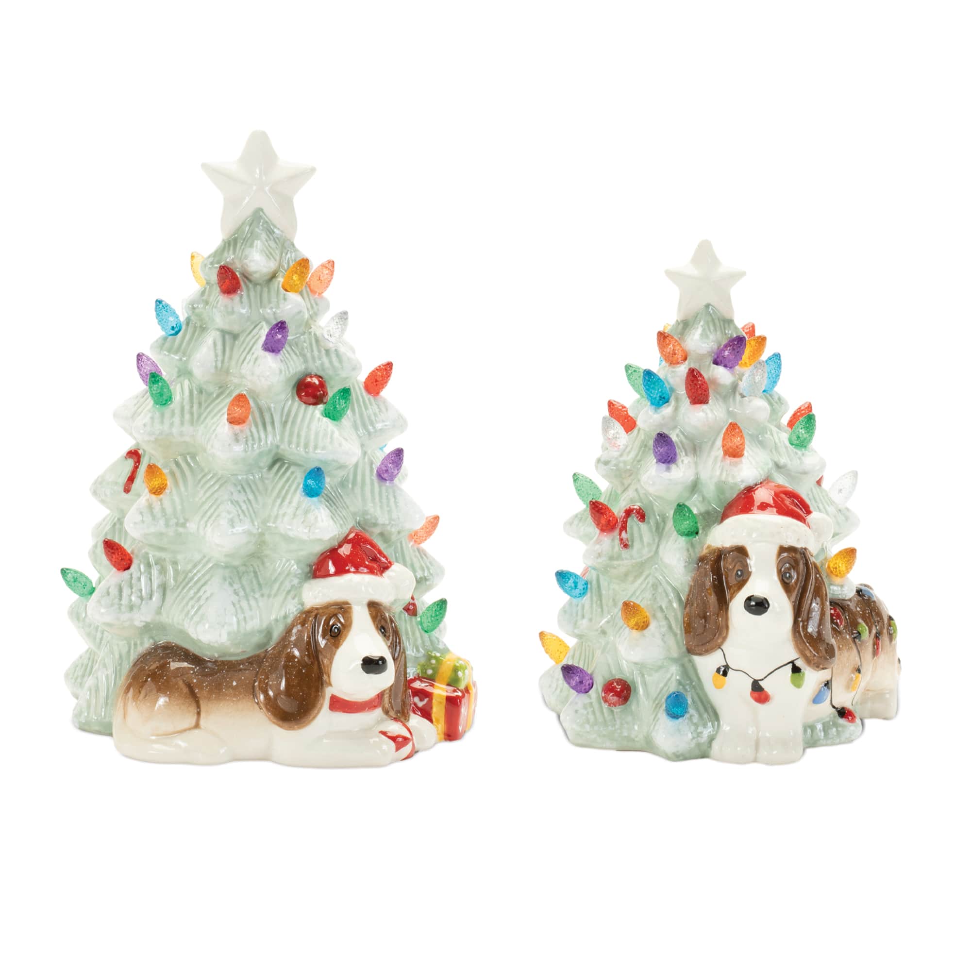 Ceramic Christmas Tree with Dog Set