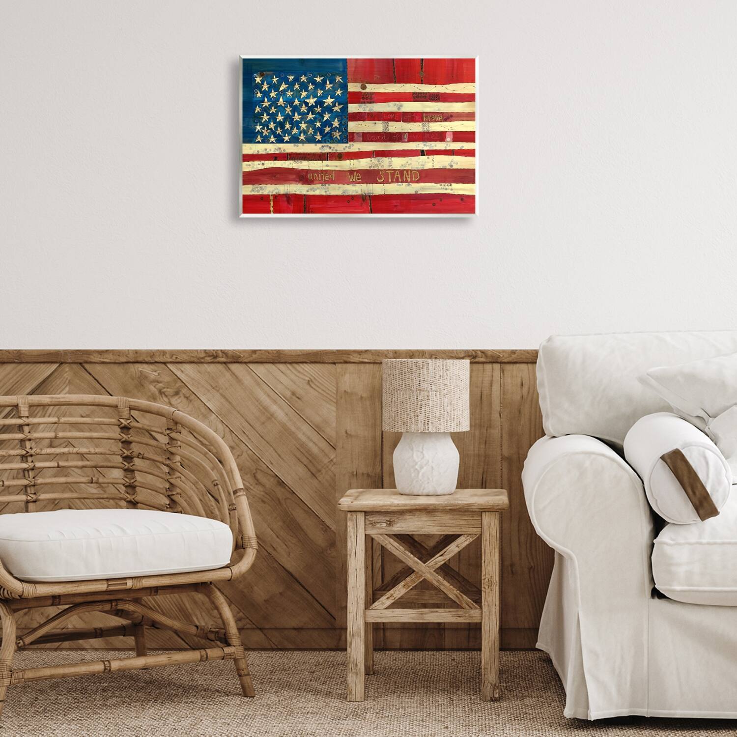 Stupell Industries United We Stand Independence Day Festive American Flag Wall Plaque Art