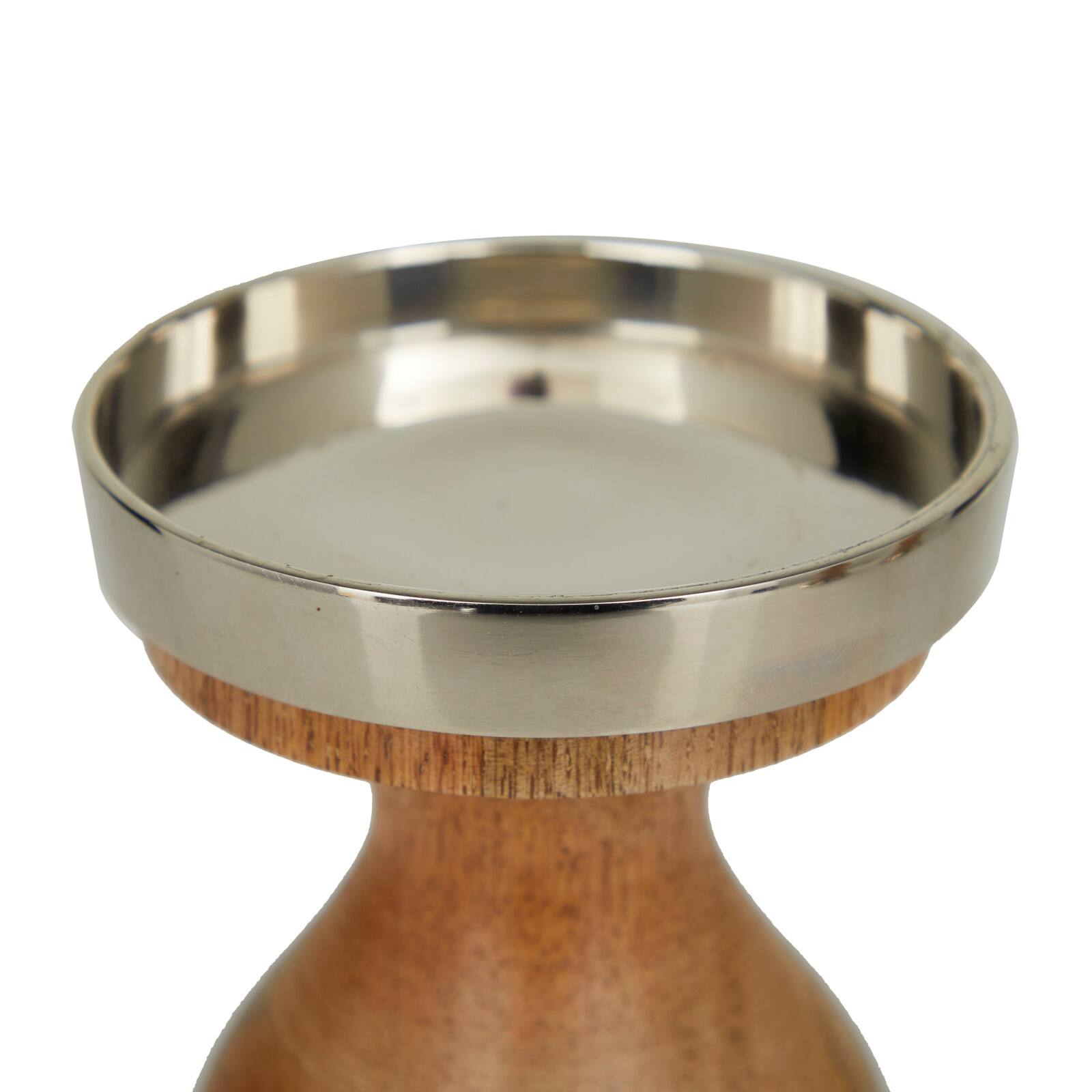 Silver Wood Candle Holder Set