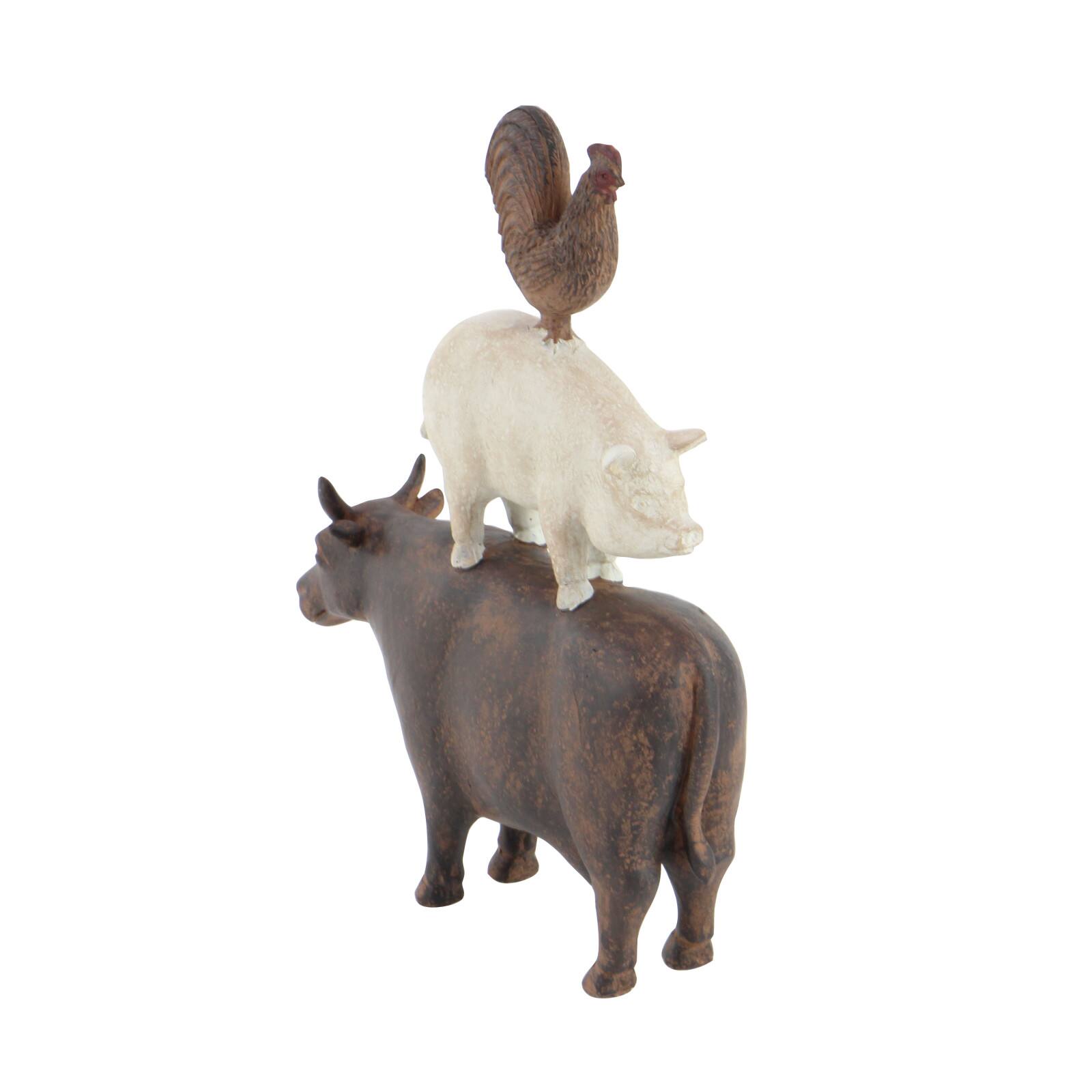 14" Brown Farmhouse Animal Sculpture