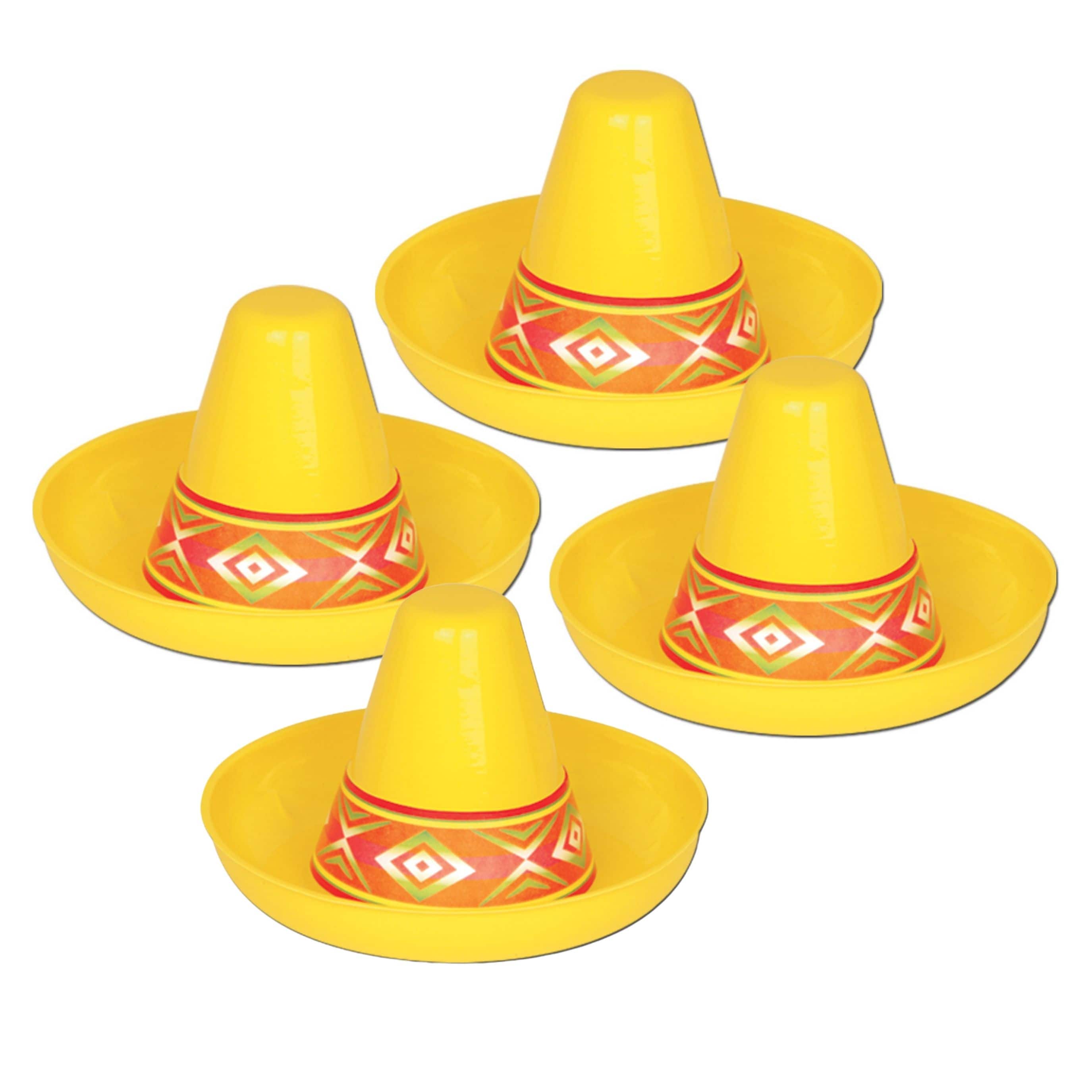 Beistle 4.5" x 3.25" Miniature Plastic Sombreros, 4ct.