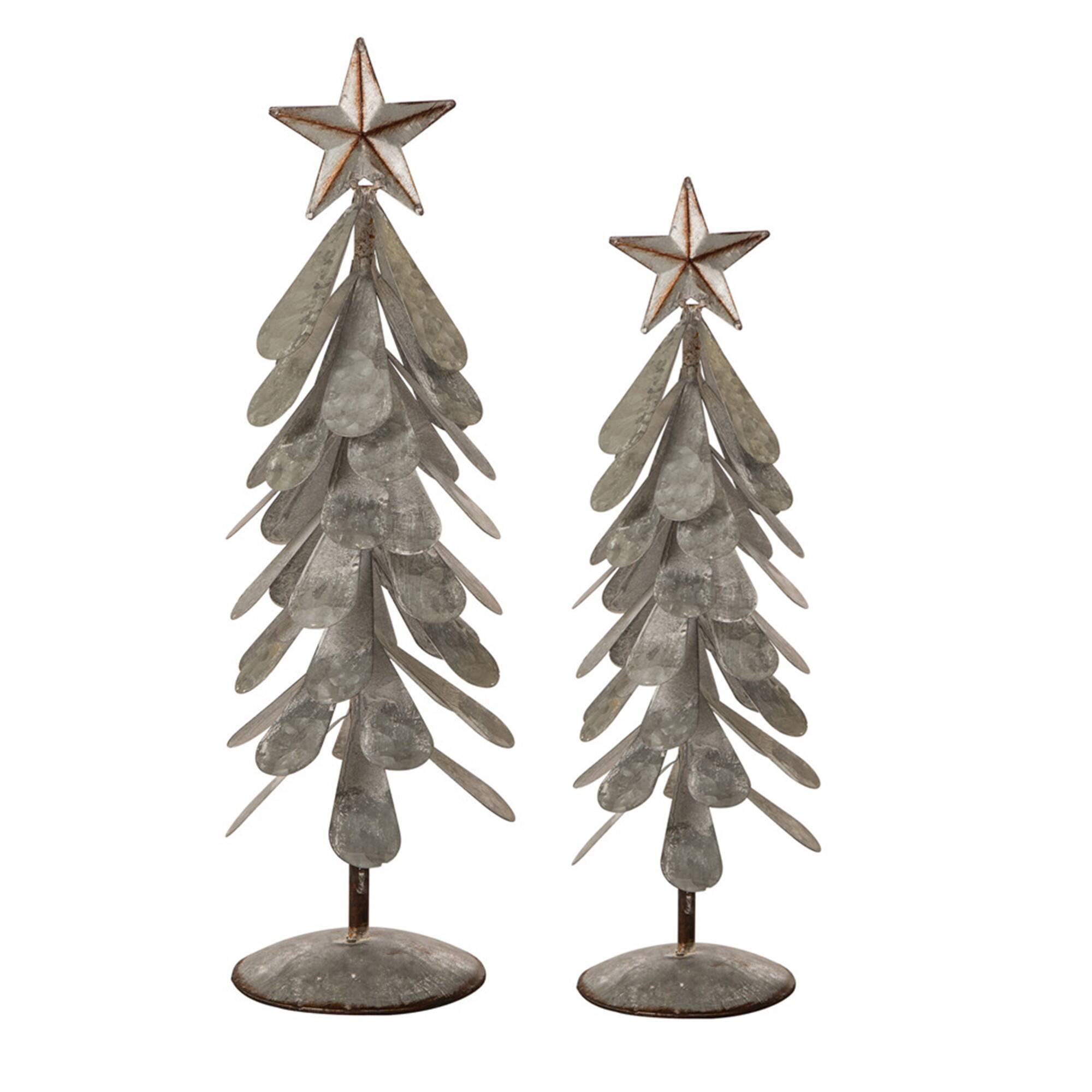 Glitzhome® Galvanized Metal Christmas Tree Table Décor Set