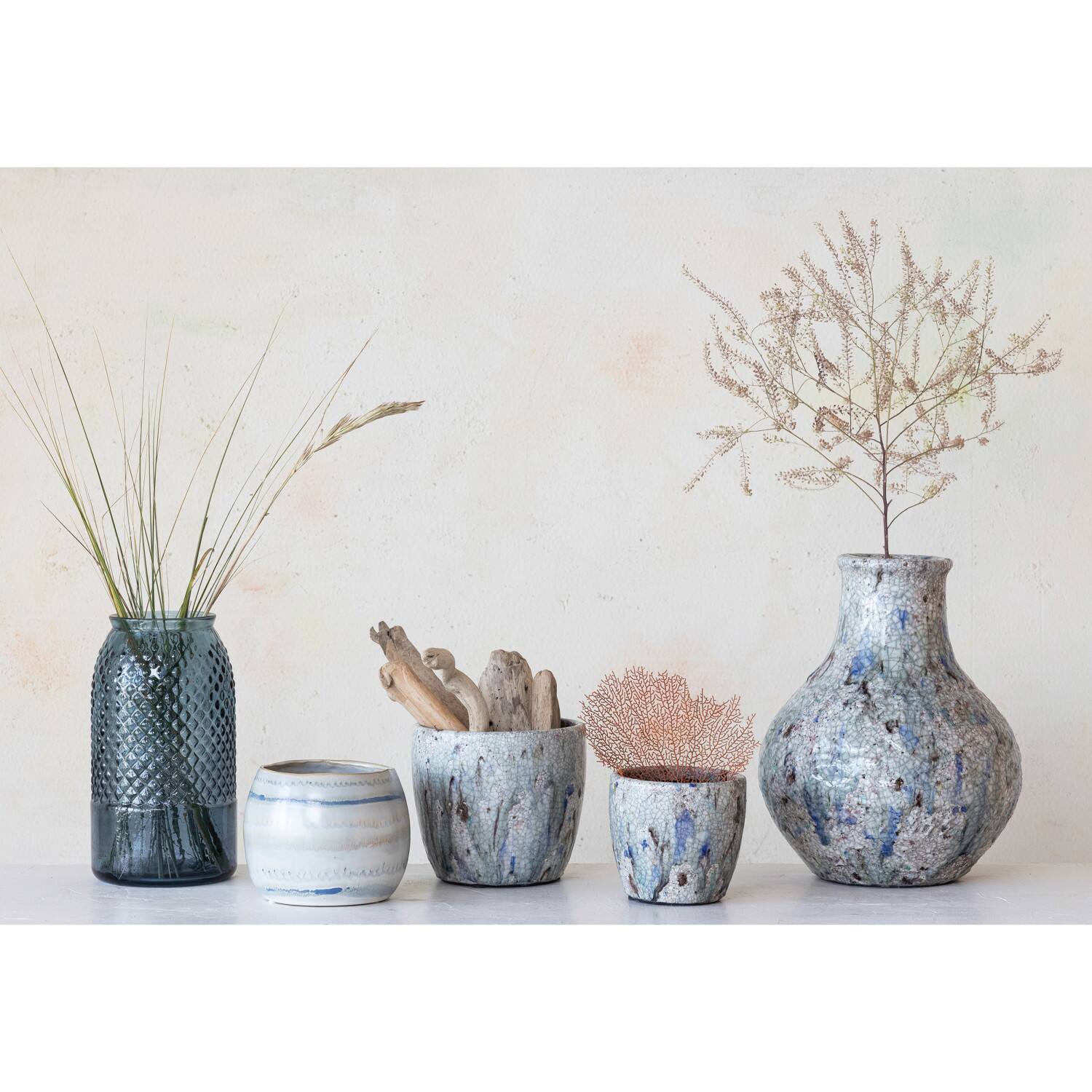 Hello Honey® 7.5" Blue Crackle Glaze Terra Cotta Planter