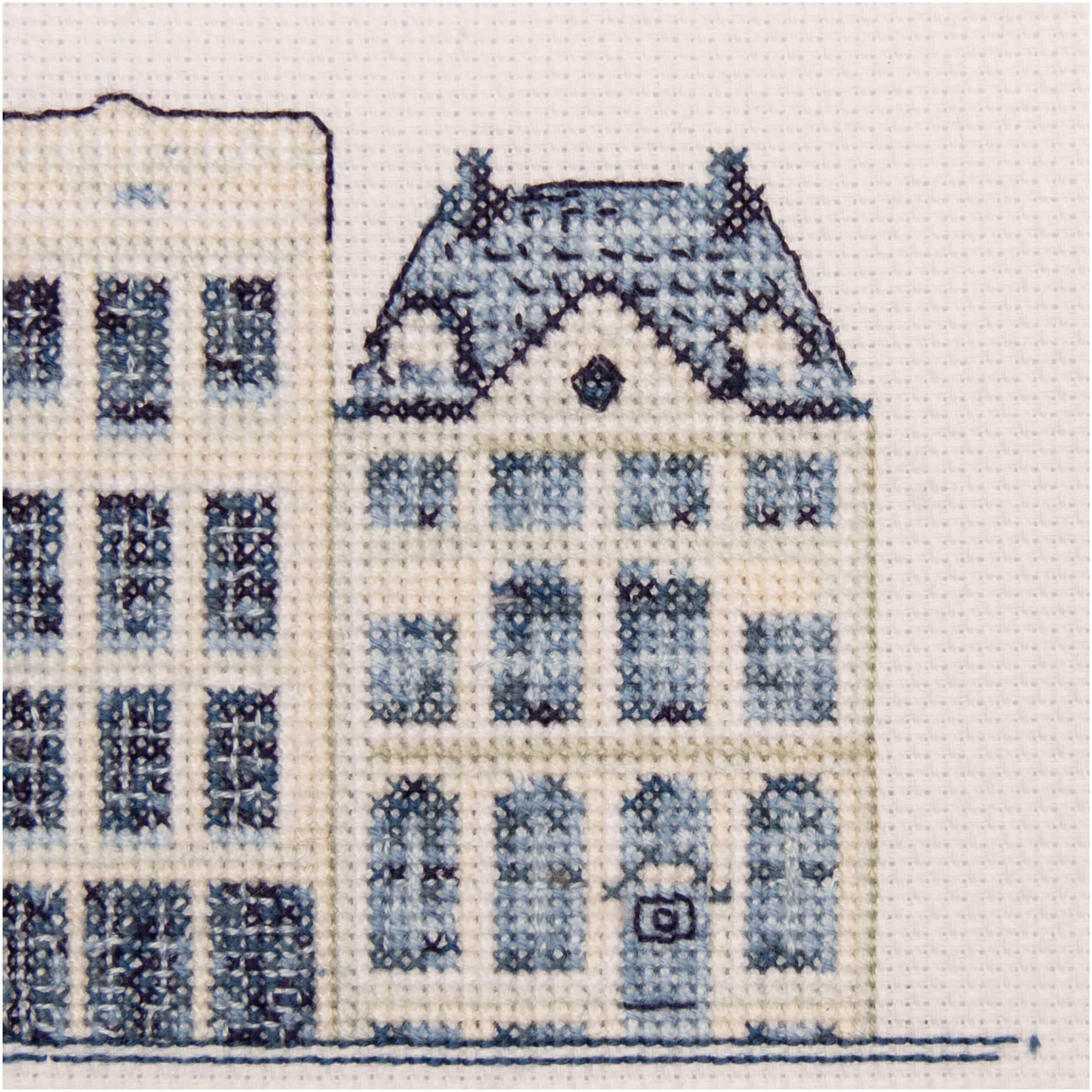 Thea Gouverneur Since 1959® Delft Blue Houses Counted Cross Stitch Kit