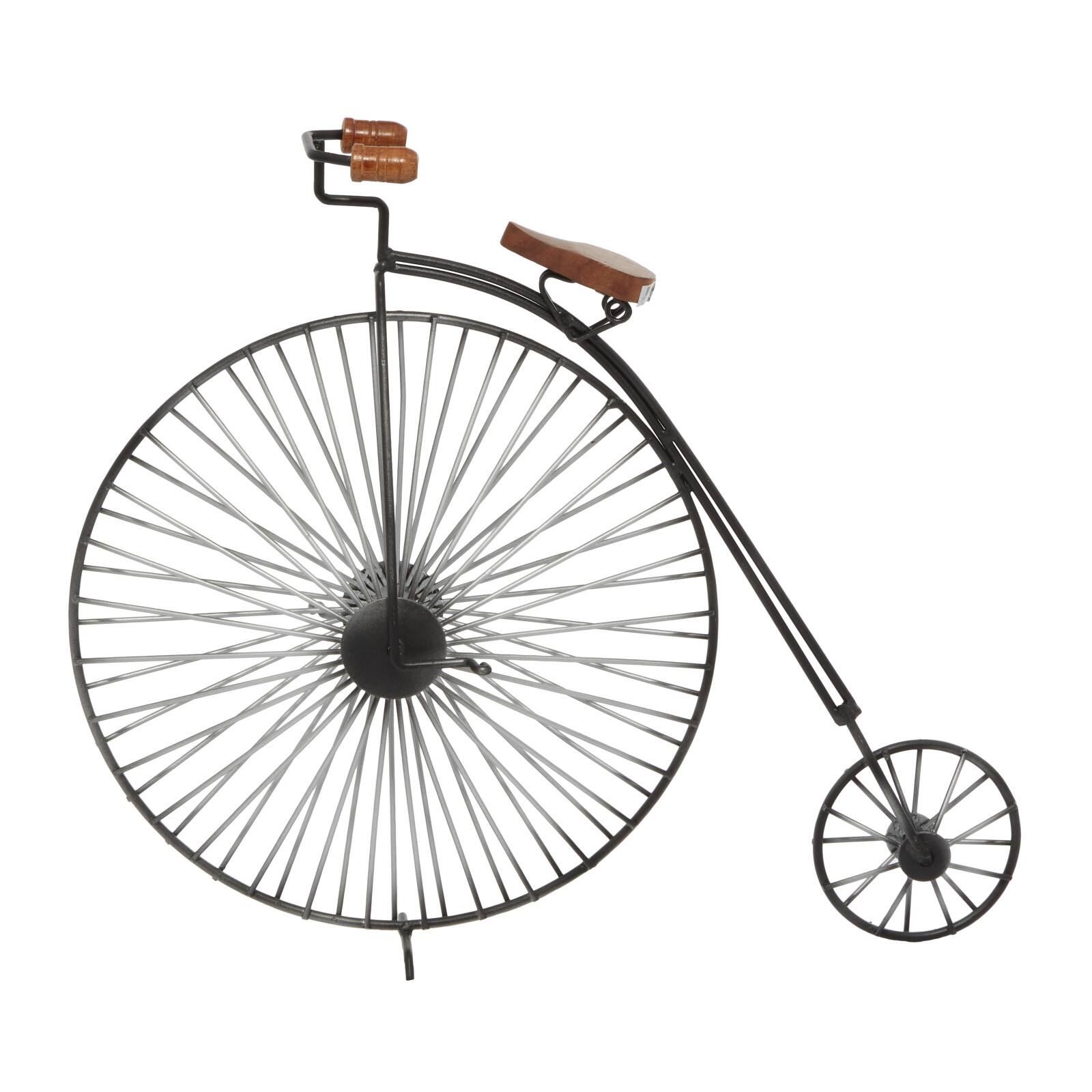 17" Industrial Black Metal Big Wheel Bicycle Sculpture