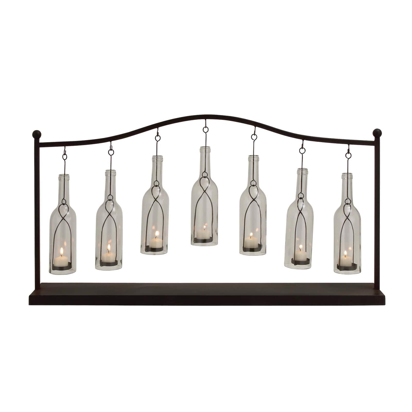 36" Black Iron Farmhouse Candle Holder Lantern