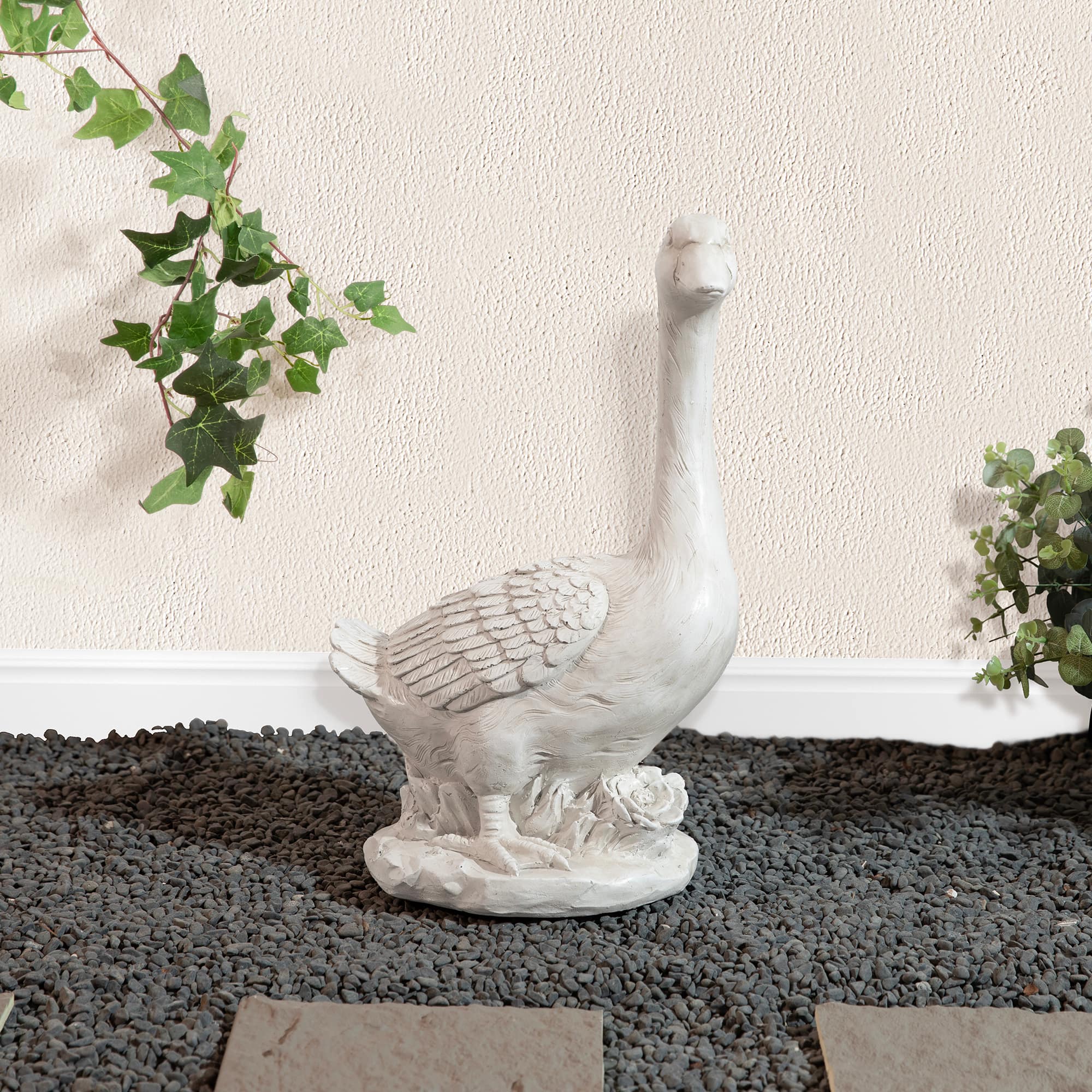 Glitzhome® 20" MGO White Goose Garden Statue
