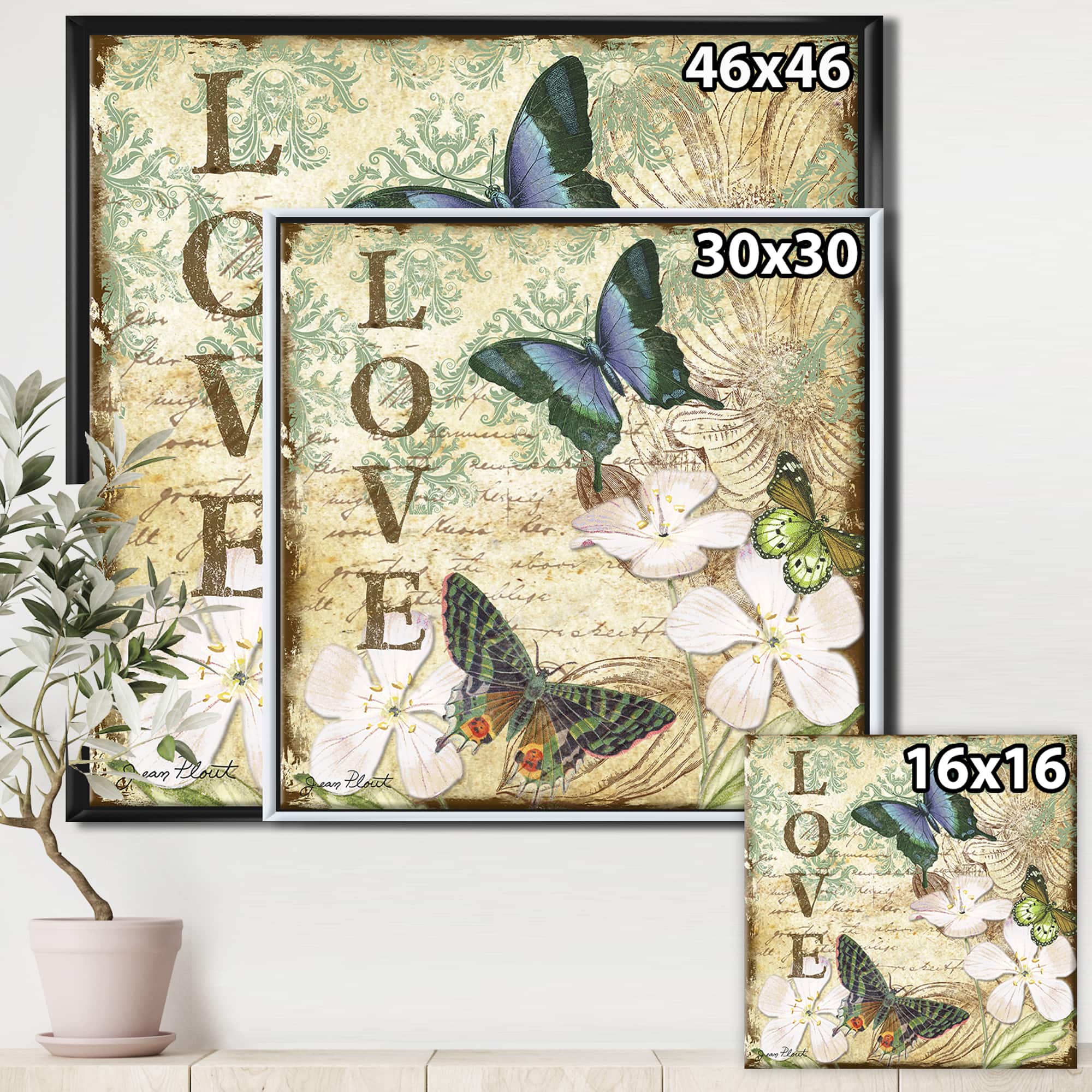 Designart - Inspirational Butterflies Love