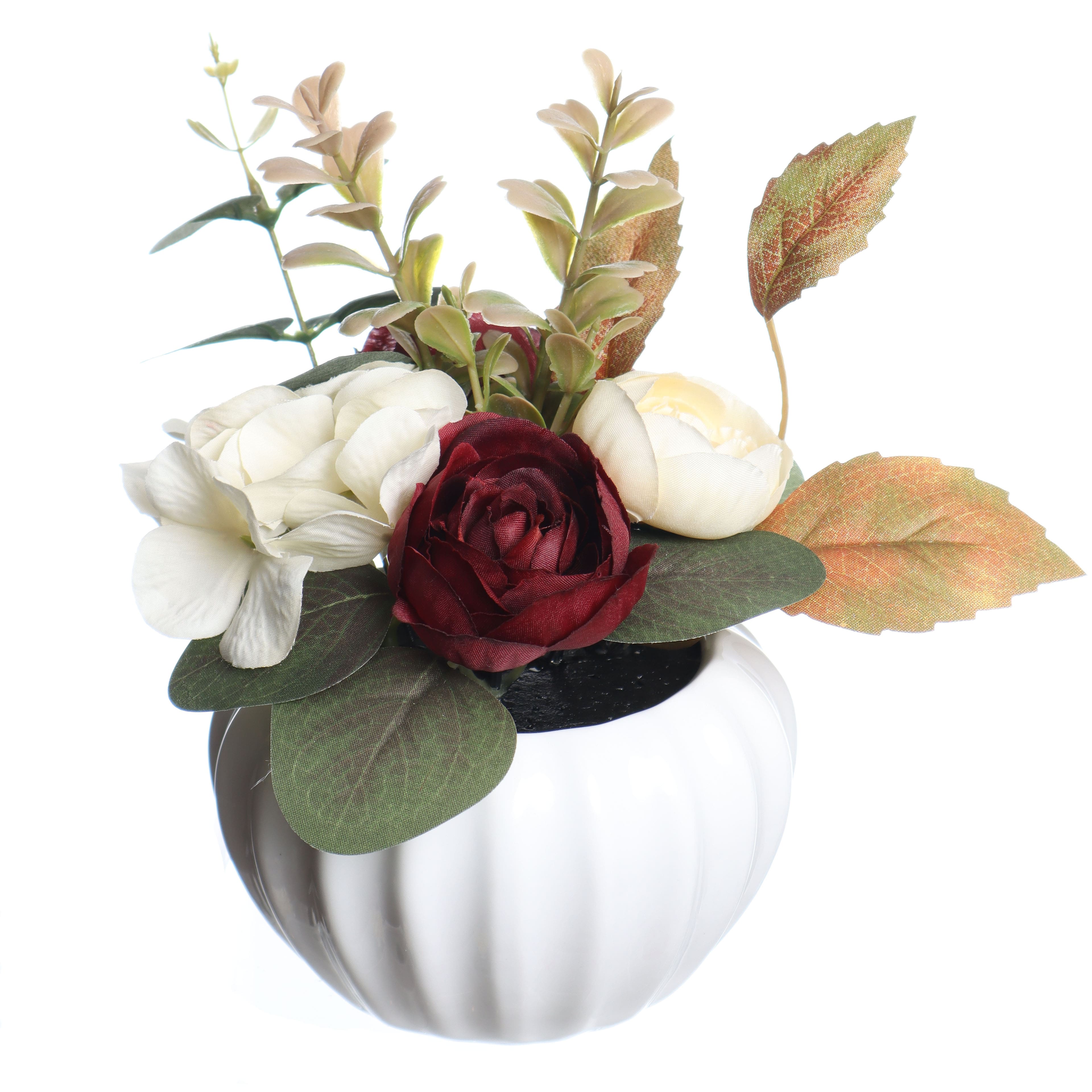 7.75" Burgundy Ranunculus & Hydrangea Mix in Ceramic Pot by Ashland®