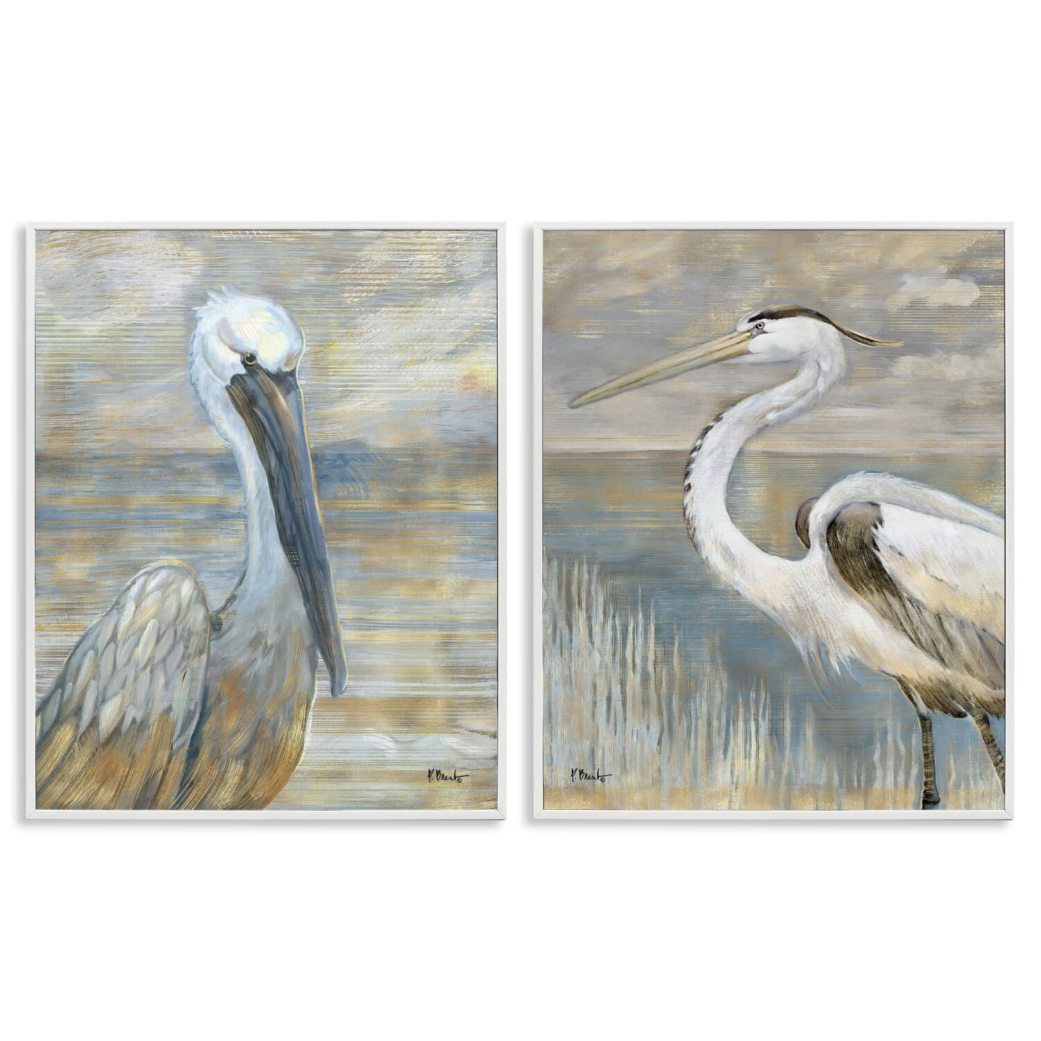 Stupell Industries Sea Birds Abstract Beach Framed Giclee Art