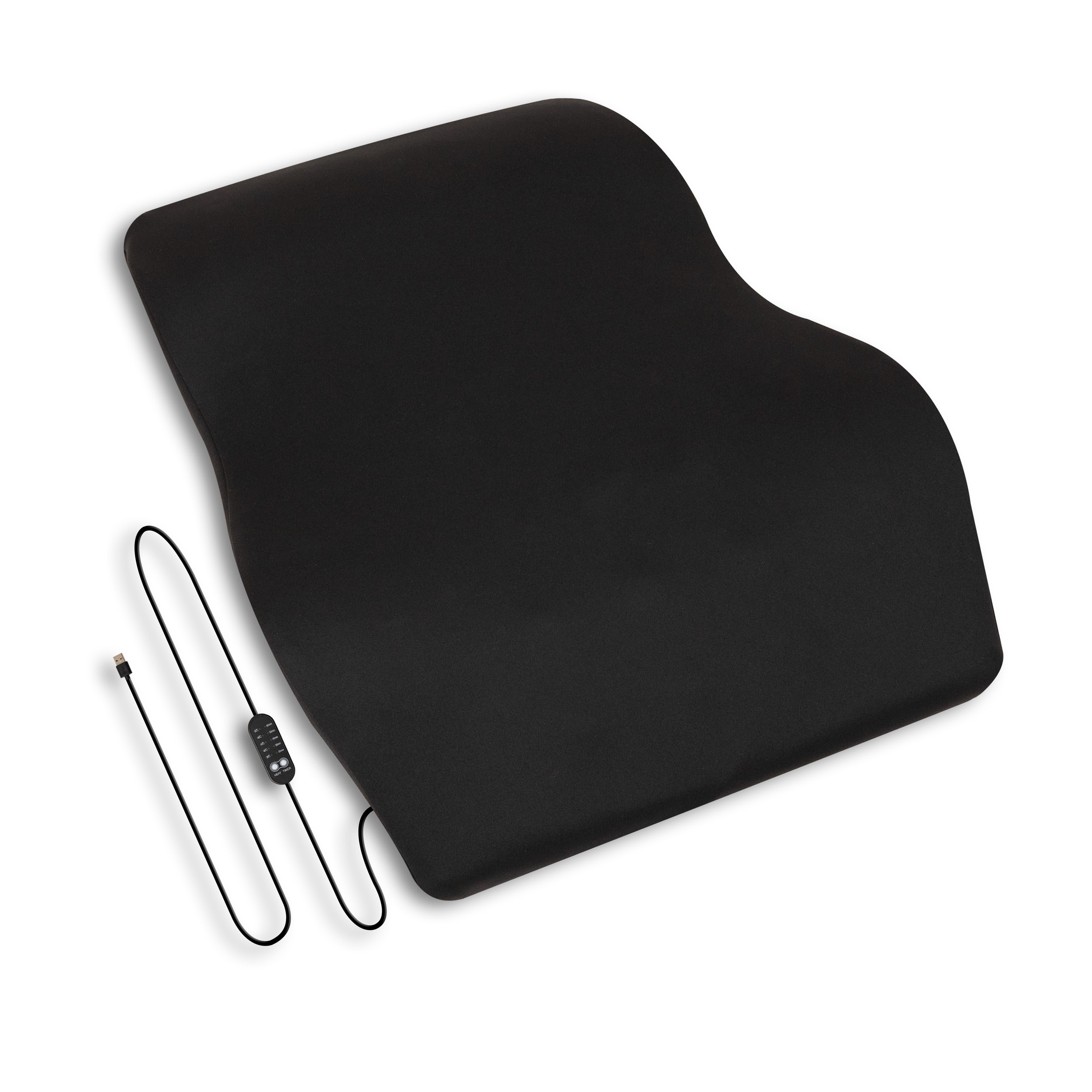 Mind Reader Heated Air-Cloud Lumbar Cushion, Ergonomic Memory Foam Back Support Pillow with Adjustable Heat Settings and Timer, Black