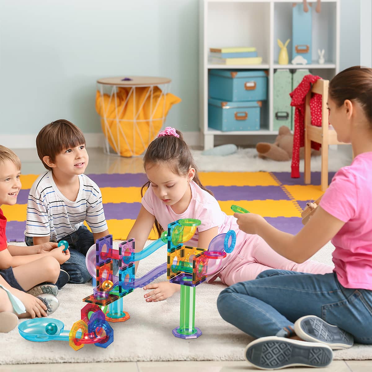 PicassoTiles® 60 Piece Marble Run Building Block Connecting Set