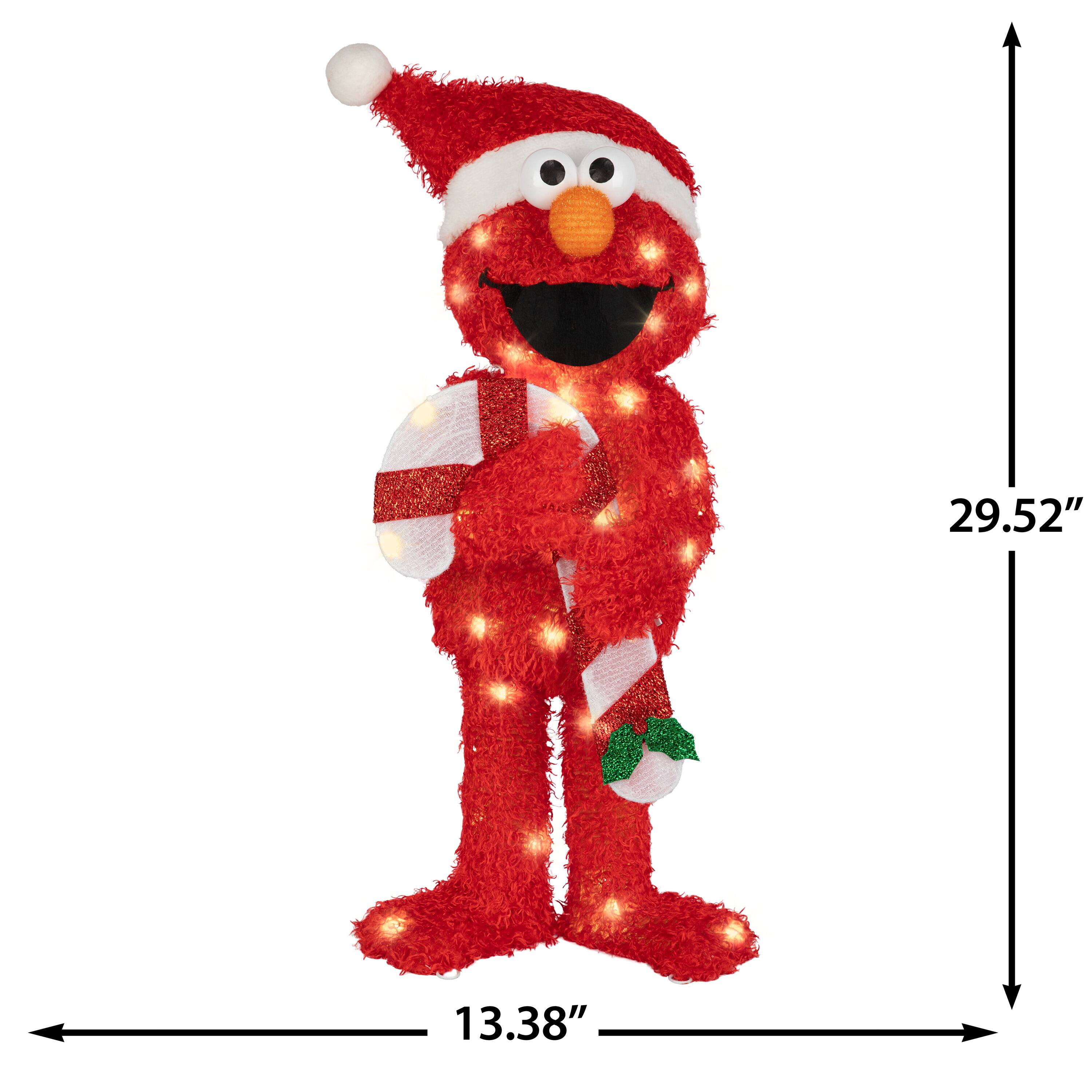 29.5" Sesame Street Elmo 3D Christmas Lighted Tinsel Sculpture Christmas Décor