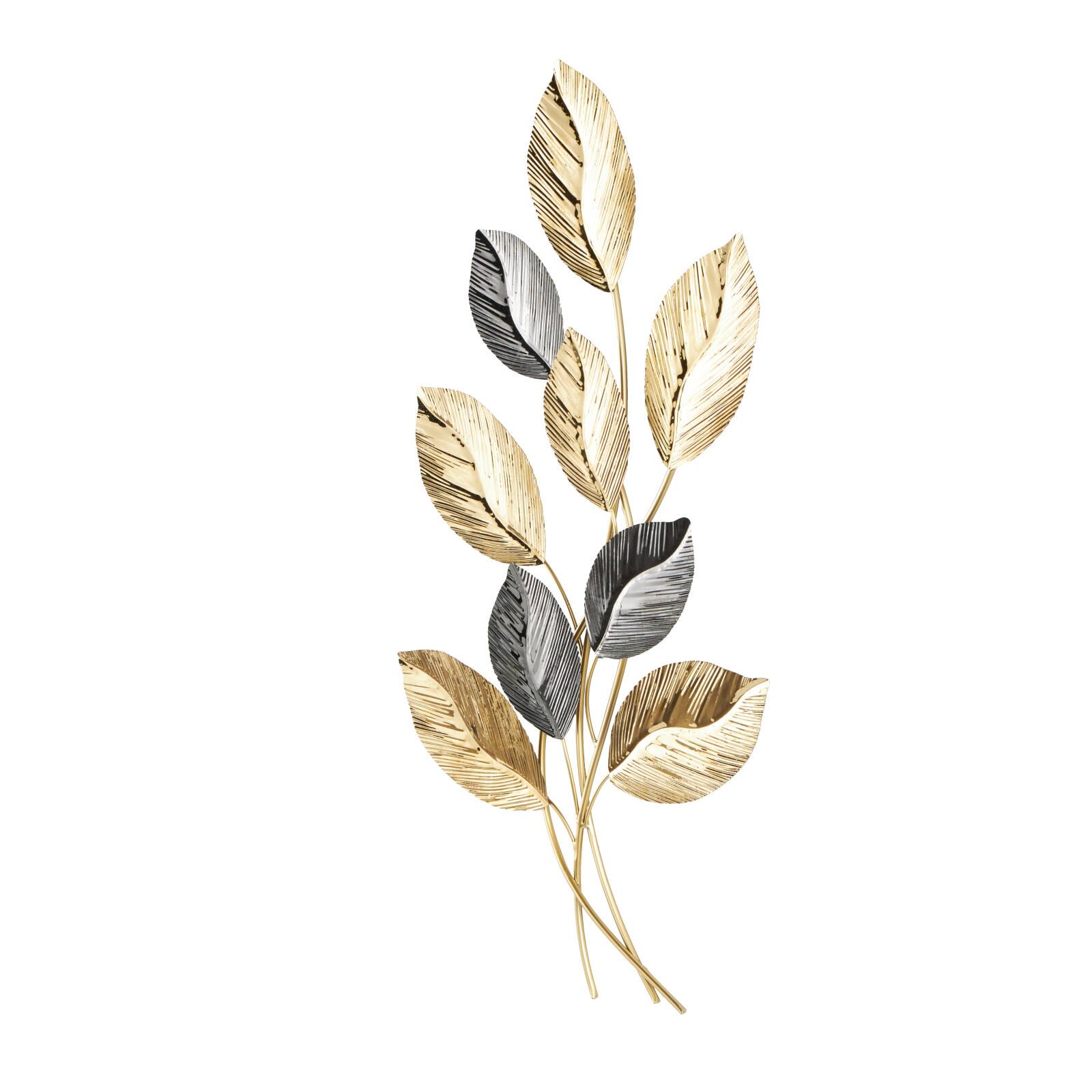 19" x 36" Gold Stainless Steel Metal Leaf Layered Home Wall Décor