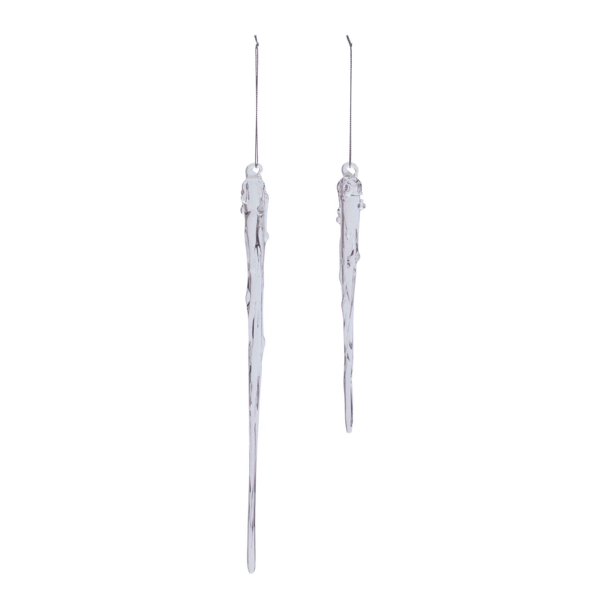 Melrose Dripping Icicle Glass Ornaments Set