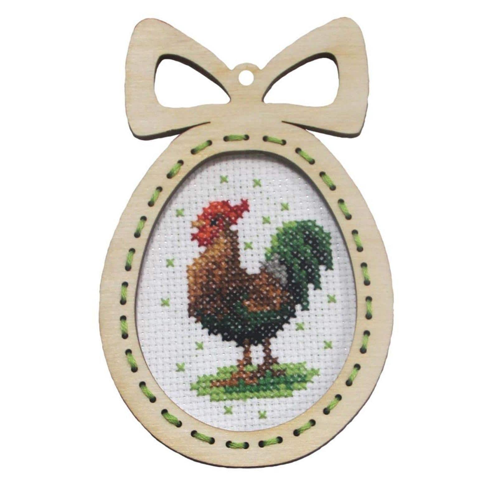 Orchidea Easter Egg Rooster Counted Cross Stitch Plywood Frame Craft Kit