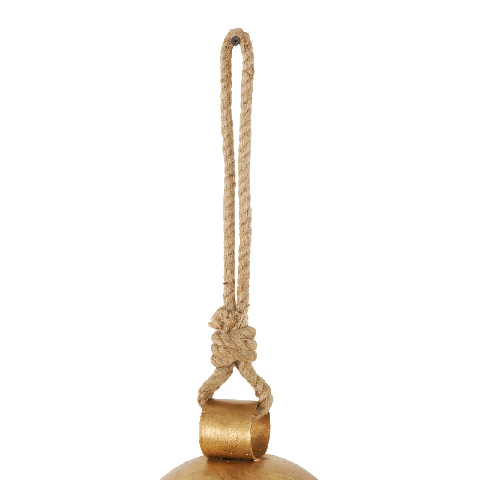 Gold Metal Decorative Bell with Jute Hanging Rope