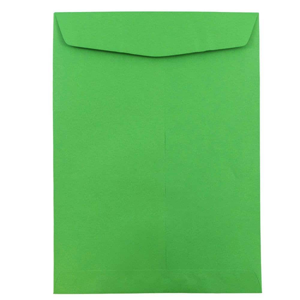 JAM Paper 10" x 13" Brite Hue Christmas Green Open End Catalog Colored Envelopes, 100ct.
