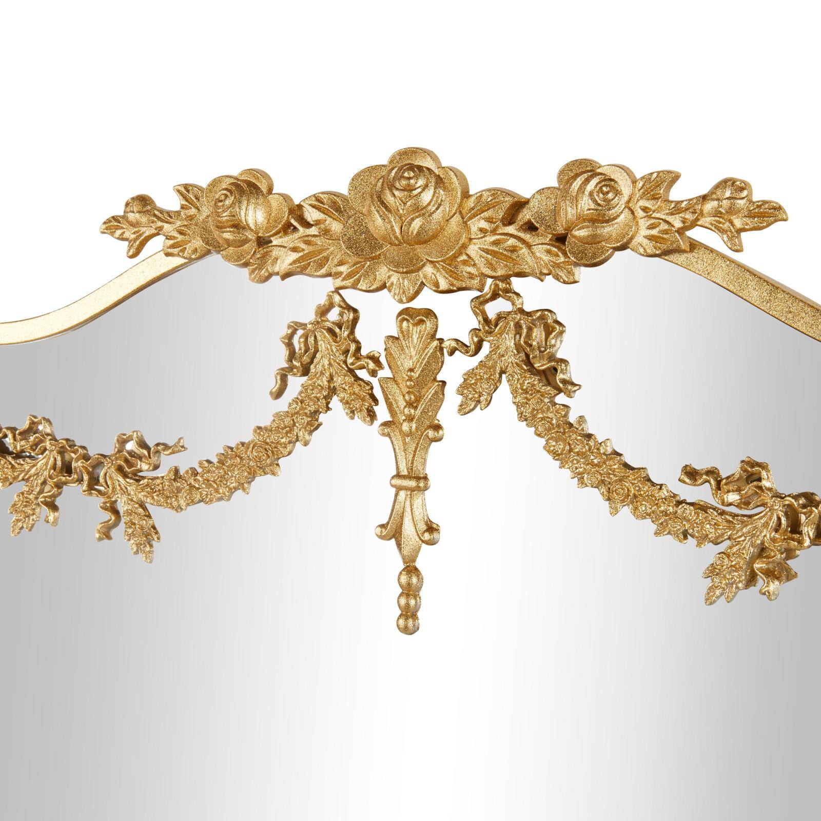 32" x 47" Gold Floral Embellished Metal Wall Mirror