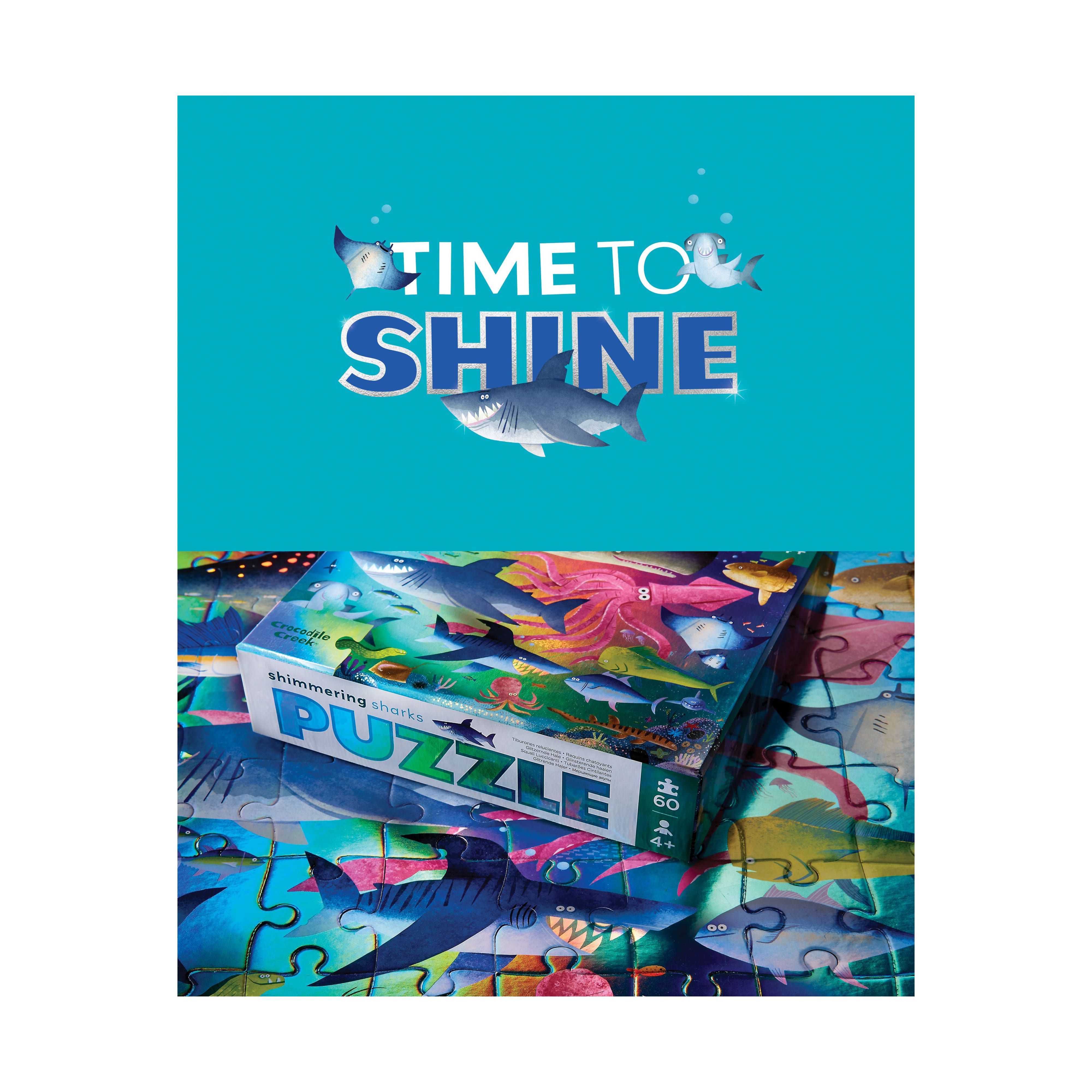 Shimmering Sharks Holographic Foil Puzzle: 60 Pcs