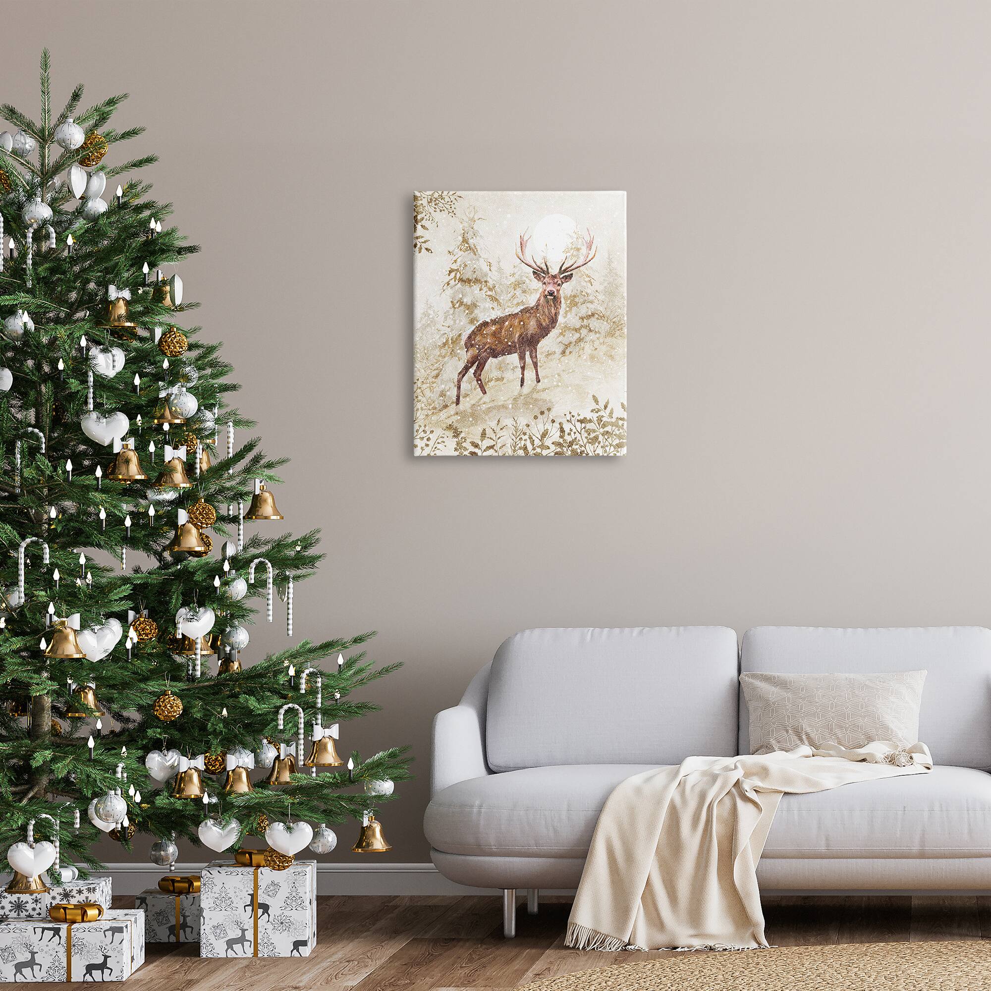 Stupell Industries Elk Snow Covered Forest Canvas Wall Art