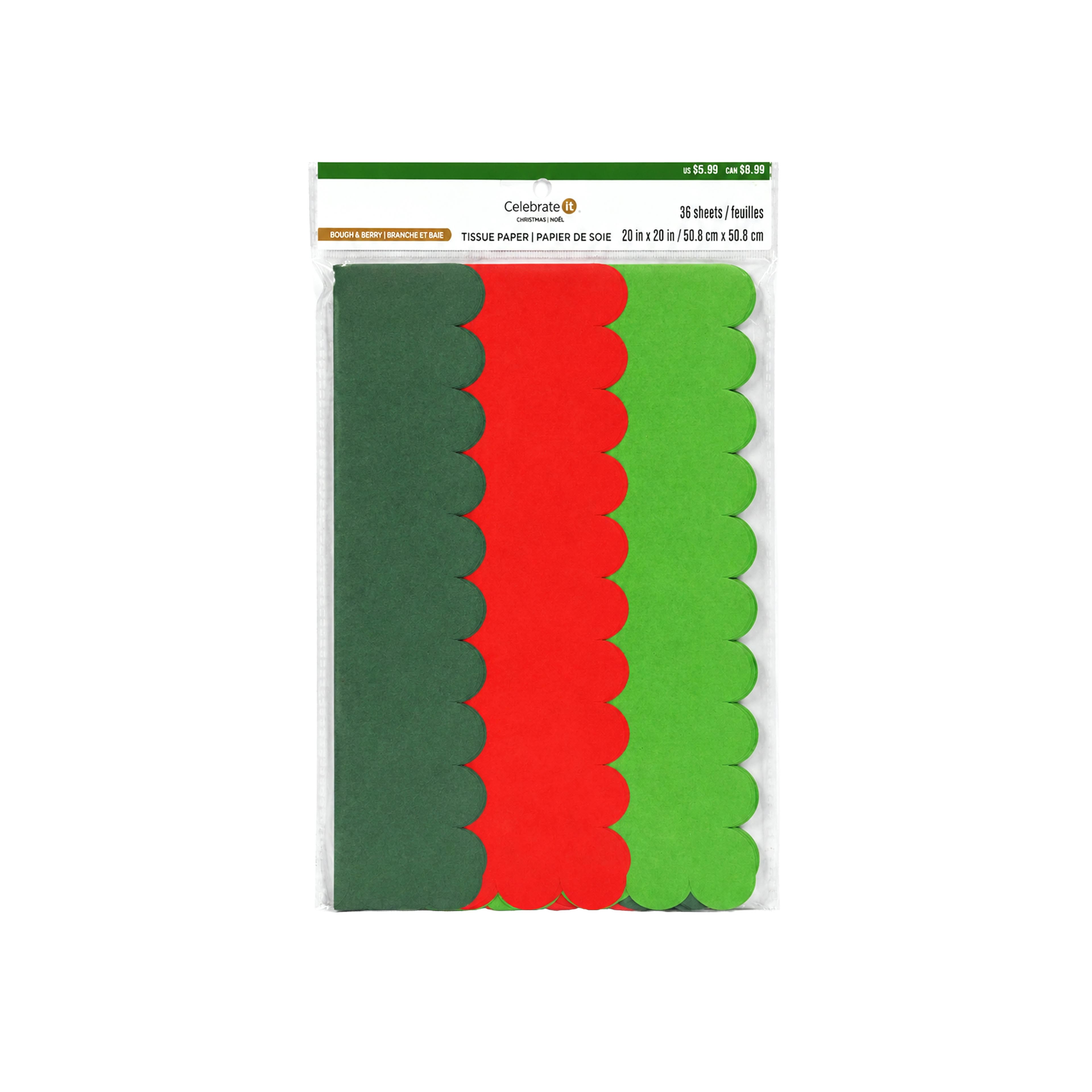 Michaels, Red & Green Scalloped Tissue Paper Sheets, 36ct. by Celebrate It™ – Category: Shred & Tissue