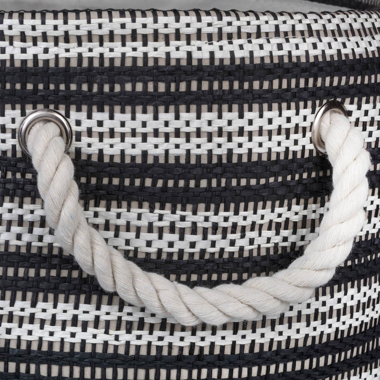 DII® Large Black & White Striped Weave Round Paper Storage Basket