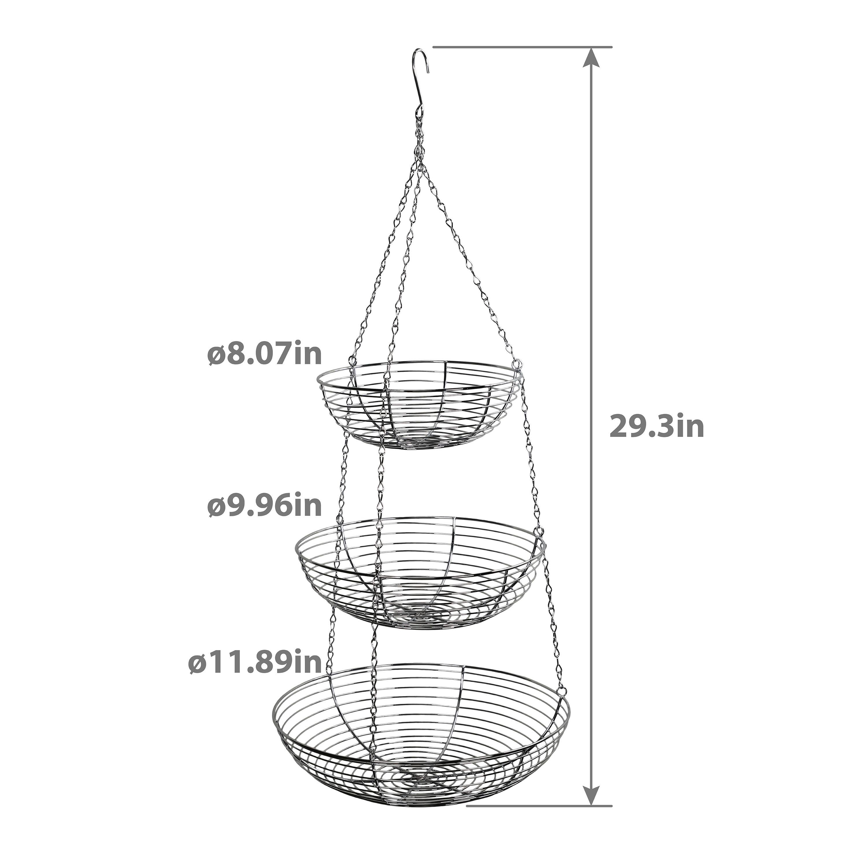 6 Pack: 12" Silver & Chrome 3-Tier Hanging Metal Basket