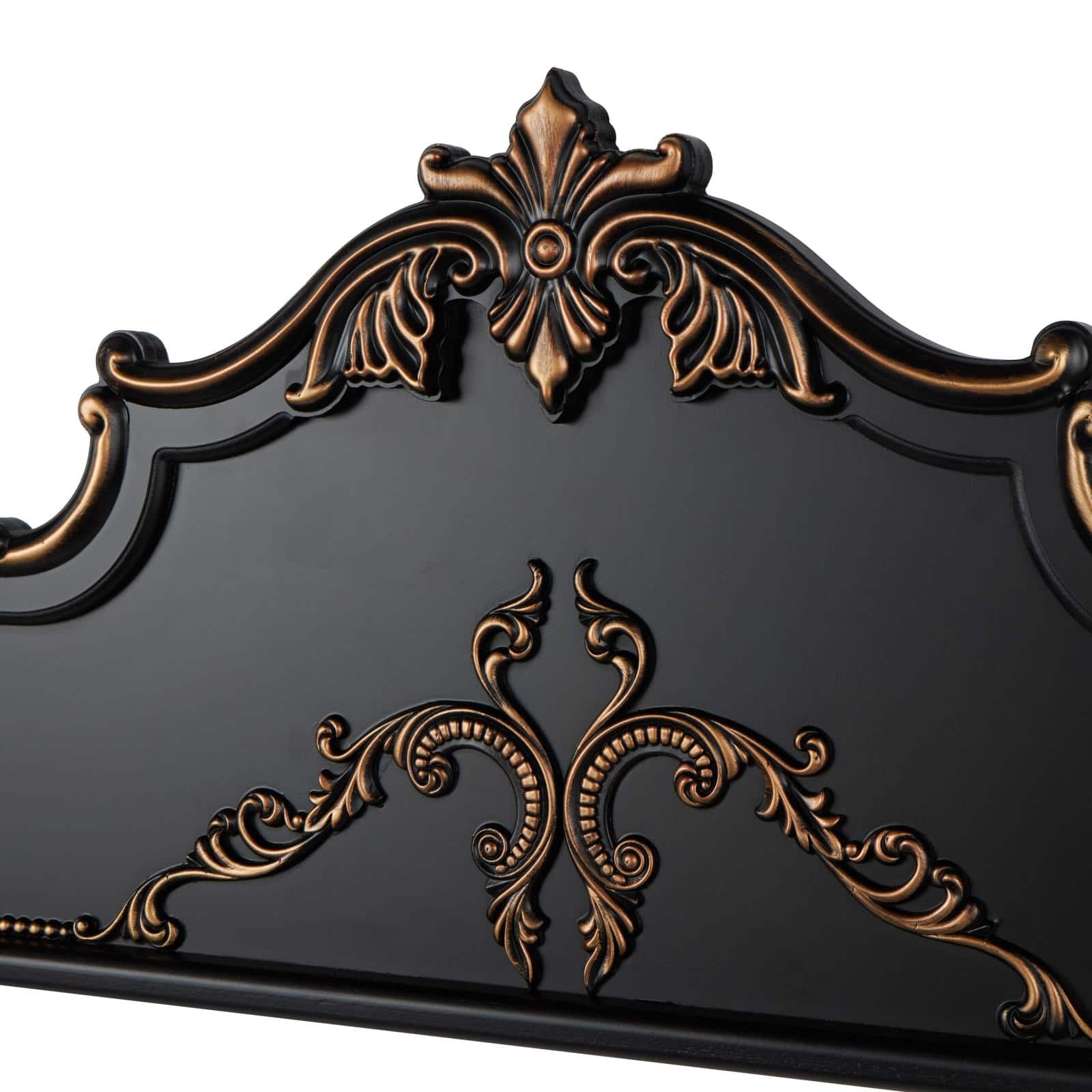 47" Black Wooden Scroll Beaded with Bronze Accents Wall Décor