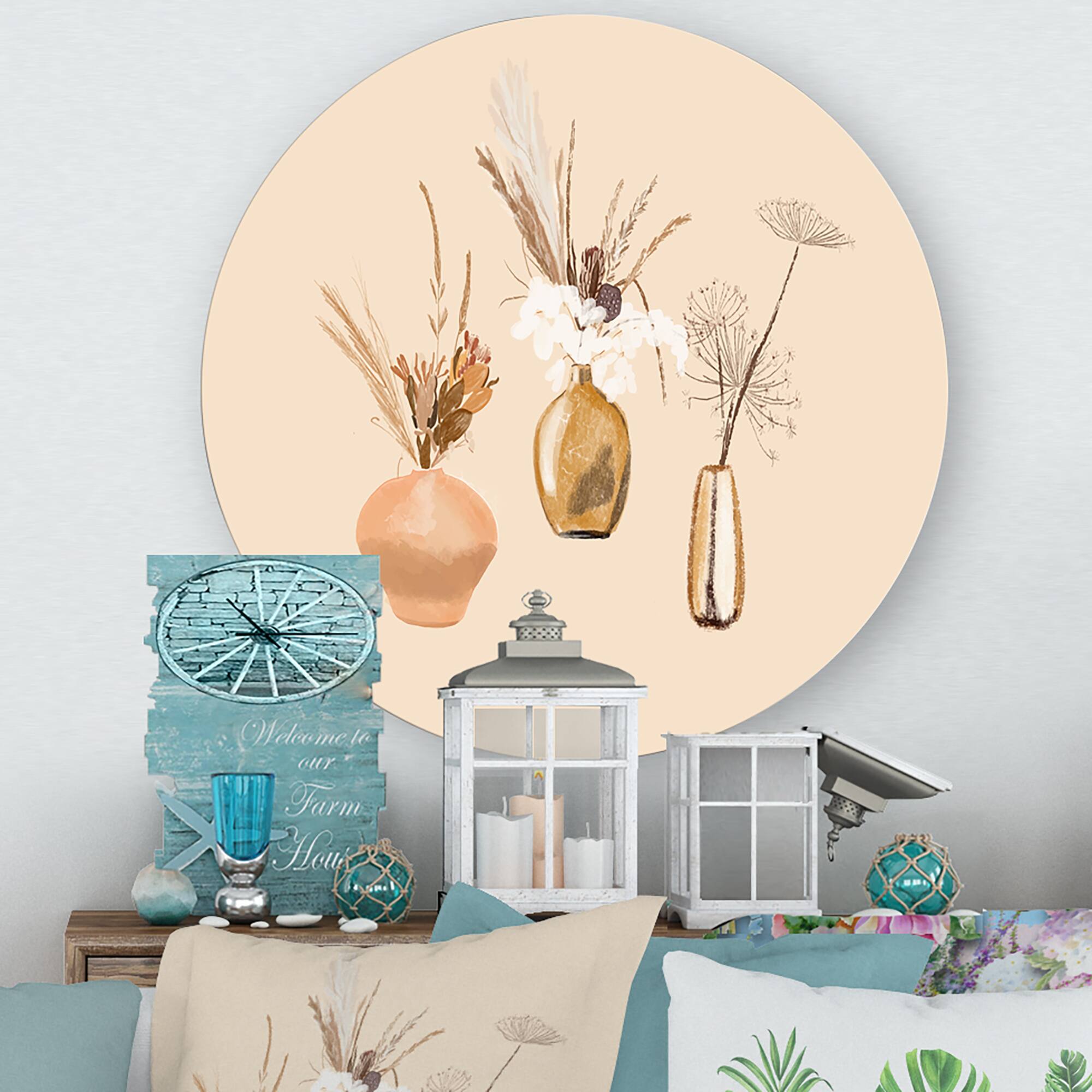 Designart - Bouquets Of Wildflowers In Gold Vases I