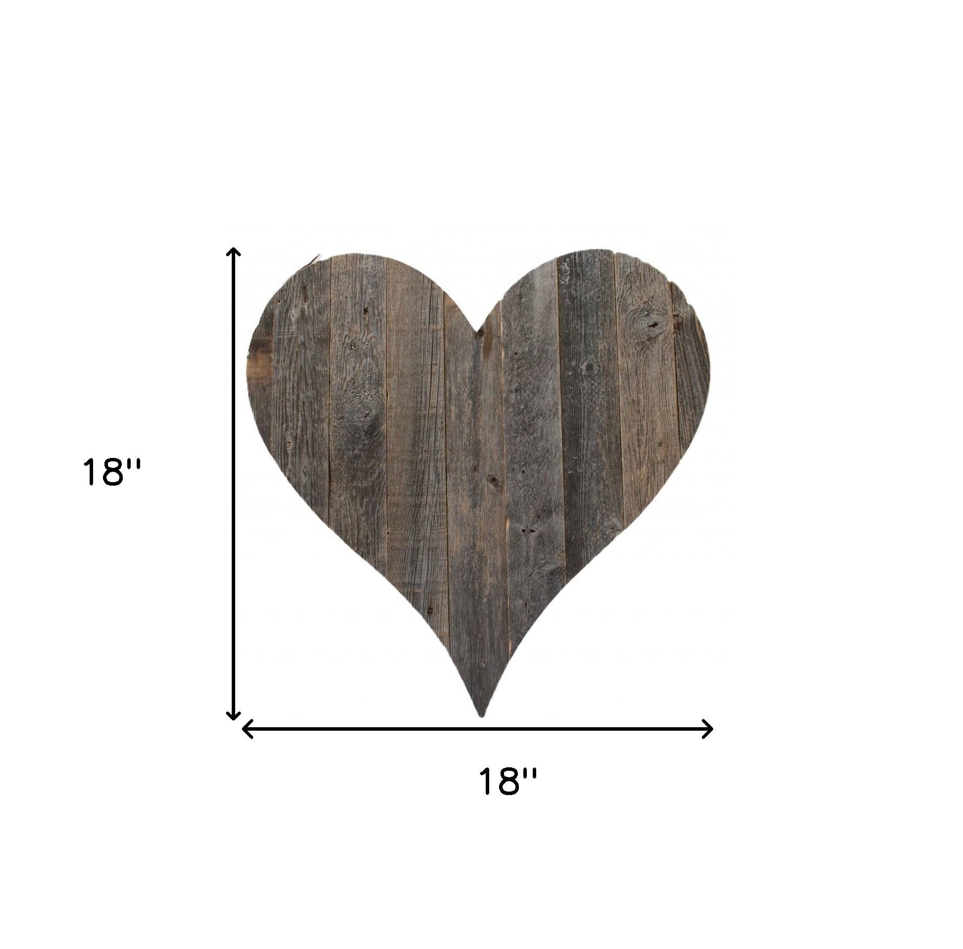 HomeRoots 18" x 18" Weathered Gray Reclaimed Wood Heart Wall Décor