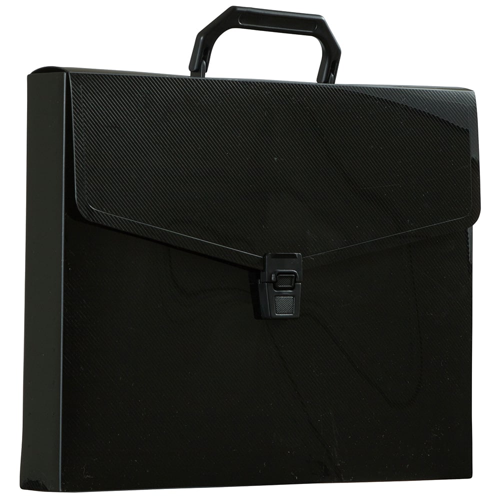JAM Paper Black Plastic Portfolio Briefcase with Handles 12" x 9.5"