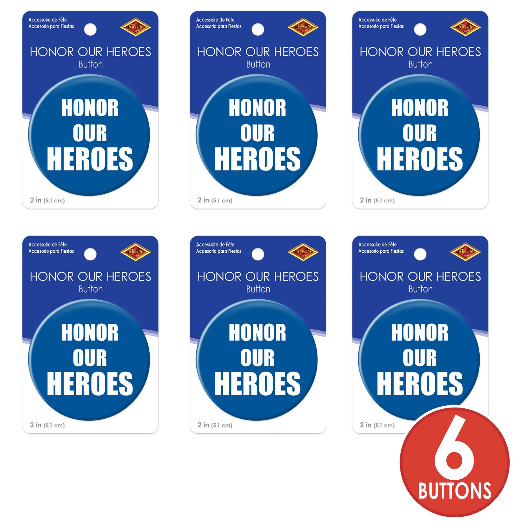 Beistle 2" Blue Honor Our Heroes Buttons, 6ct.