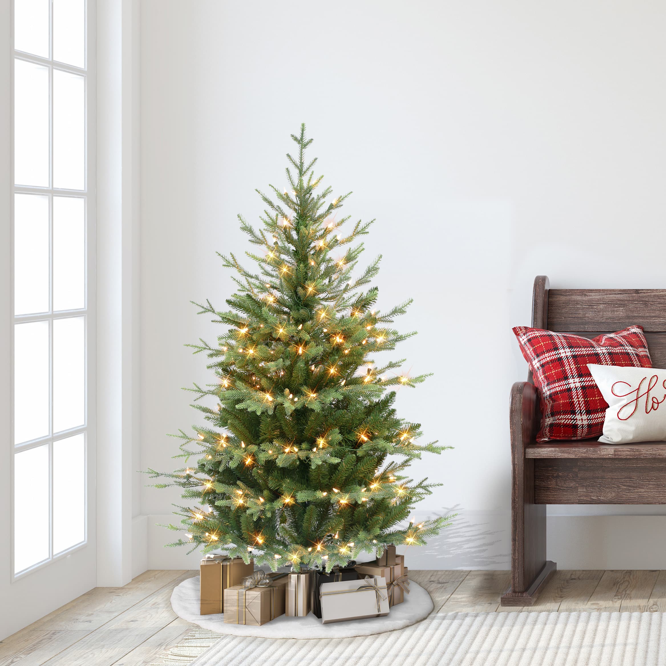 6 Pack: 4.5ft. Pre-Lit Balsam Fir Artificial Christmas Tree, Clear Incandescent Lights
