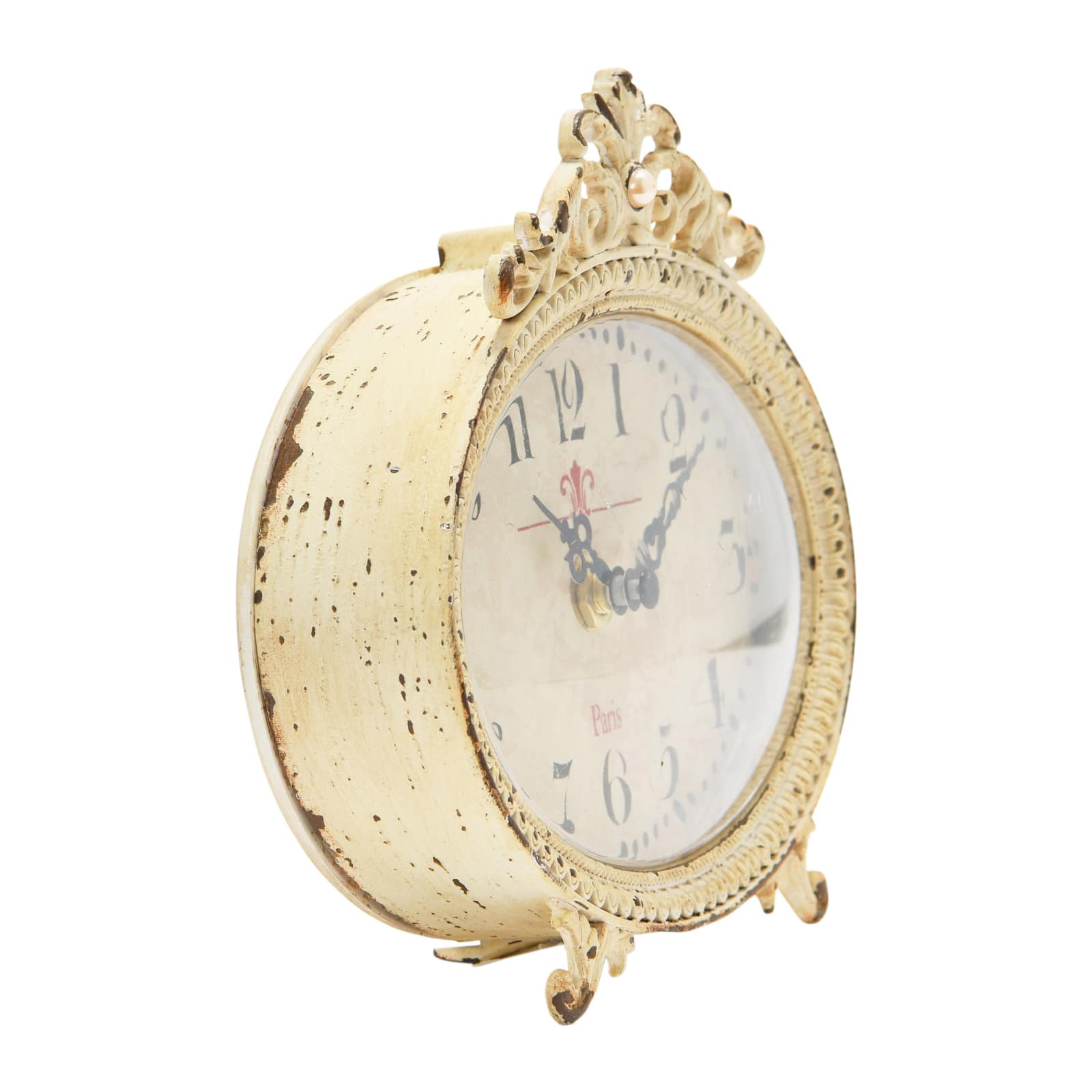 Hello Honey® 6.5" Distressed Pewter Mantel Clock
