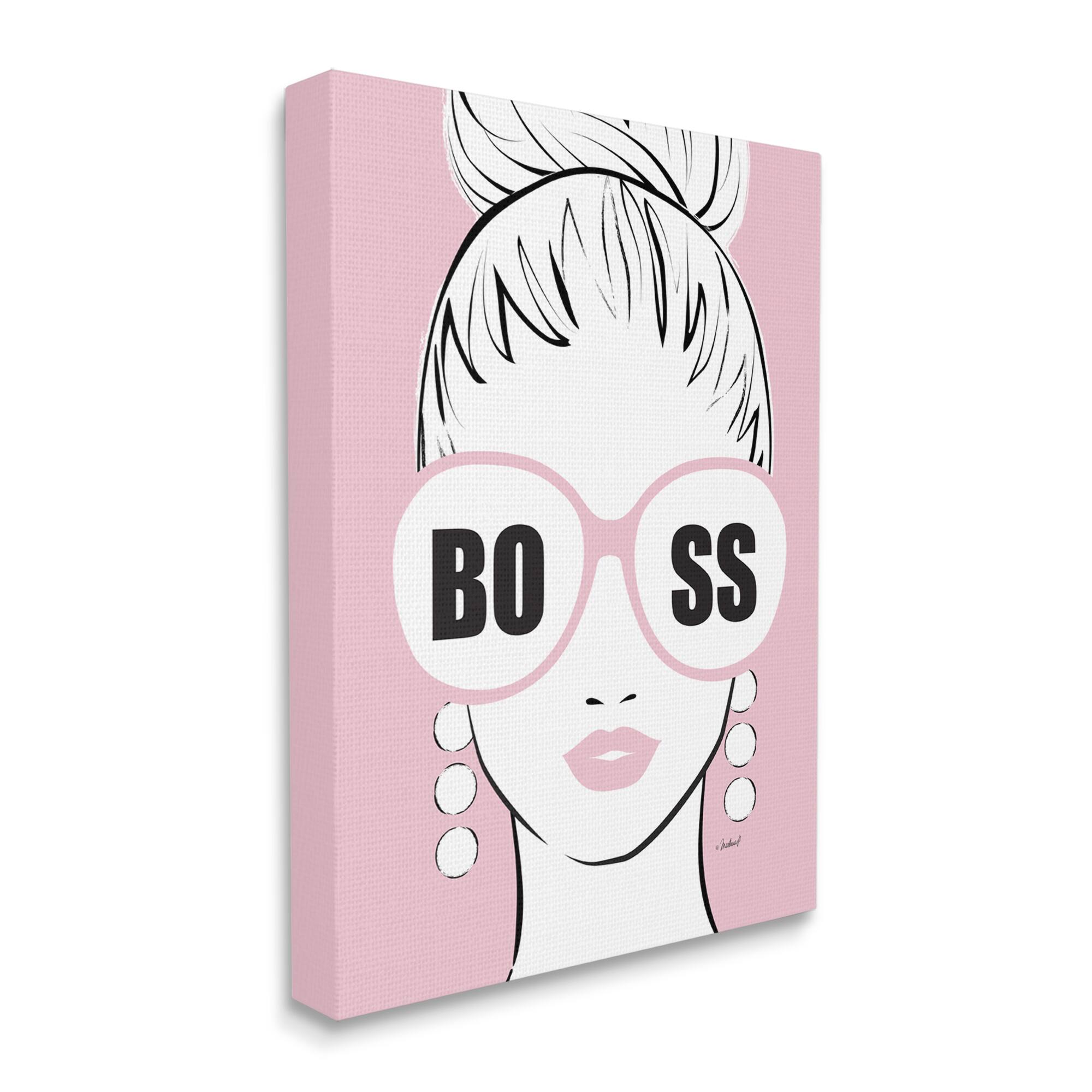 Stupell Industries Boss Phrase Sunglasses Glam Female Pink Fashion Canvas Wall Art