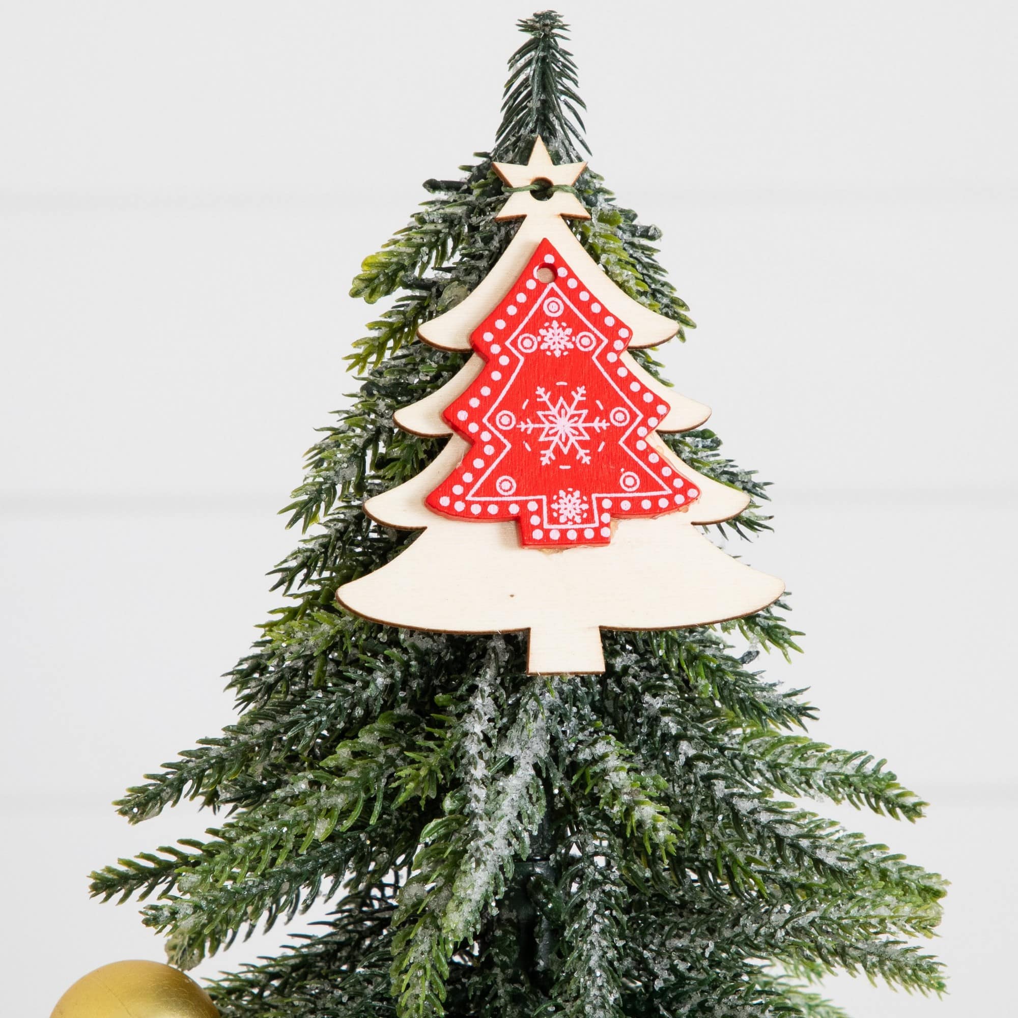 Nearly Natural 20" Unlit Artificial Snowed Down Swept Christmas Tree with Ornaments in Burlap Wrapped Base