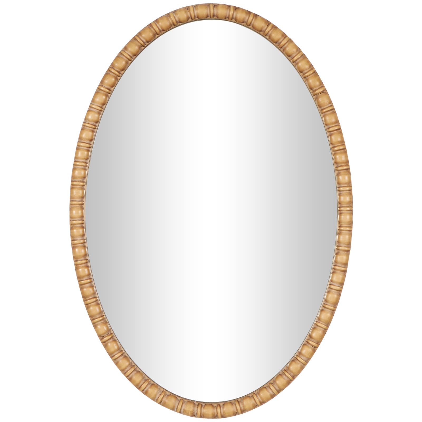 37" Brown Bohemian Framed Oval Wall Mirror