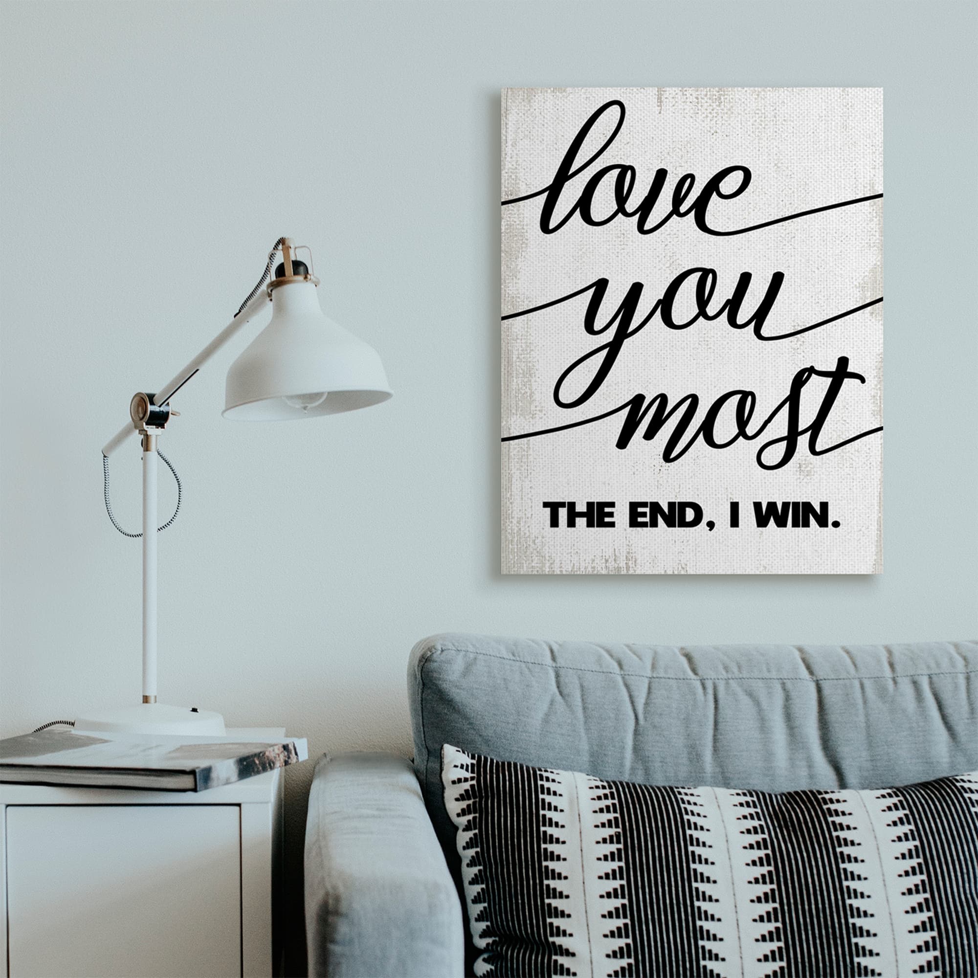 Stupell Industries Love You Most Romantic Rustic Word Design Canvas Wall Art