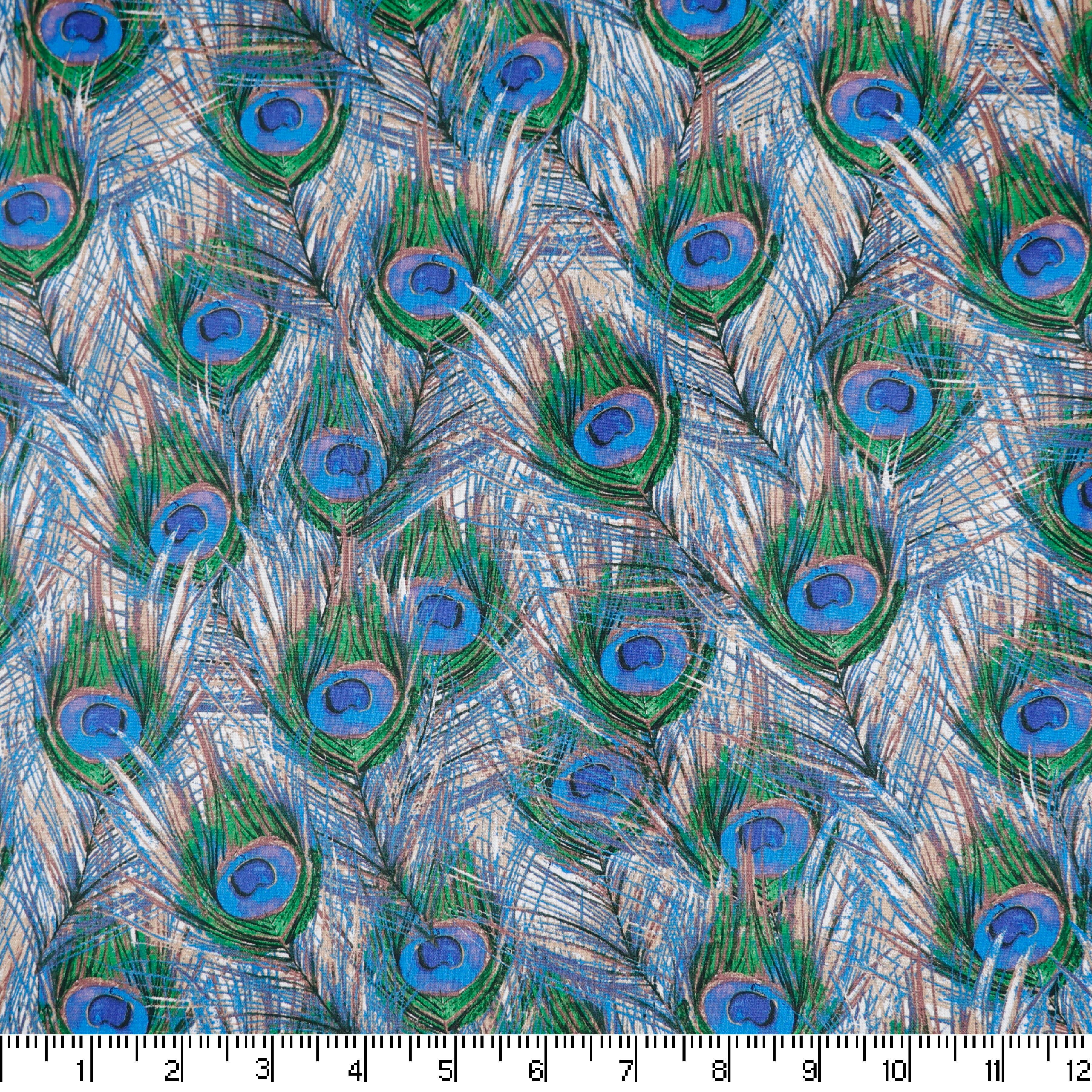 Peacock Feathers Craft Cotton Fabric