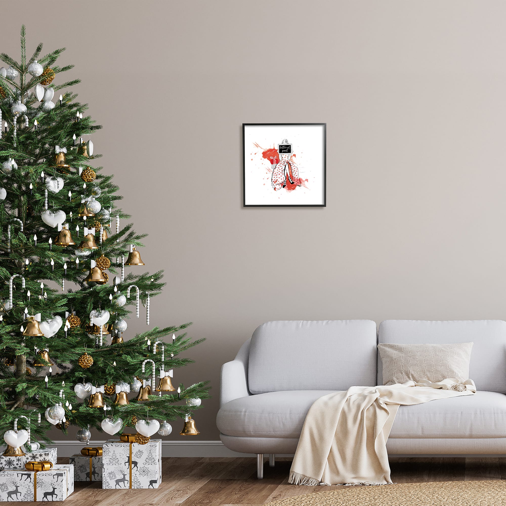 Stupell Industries Better Not Pout Holiday Fashion Framed Giclee Art